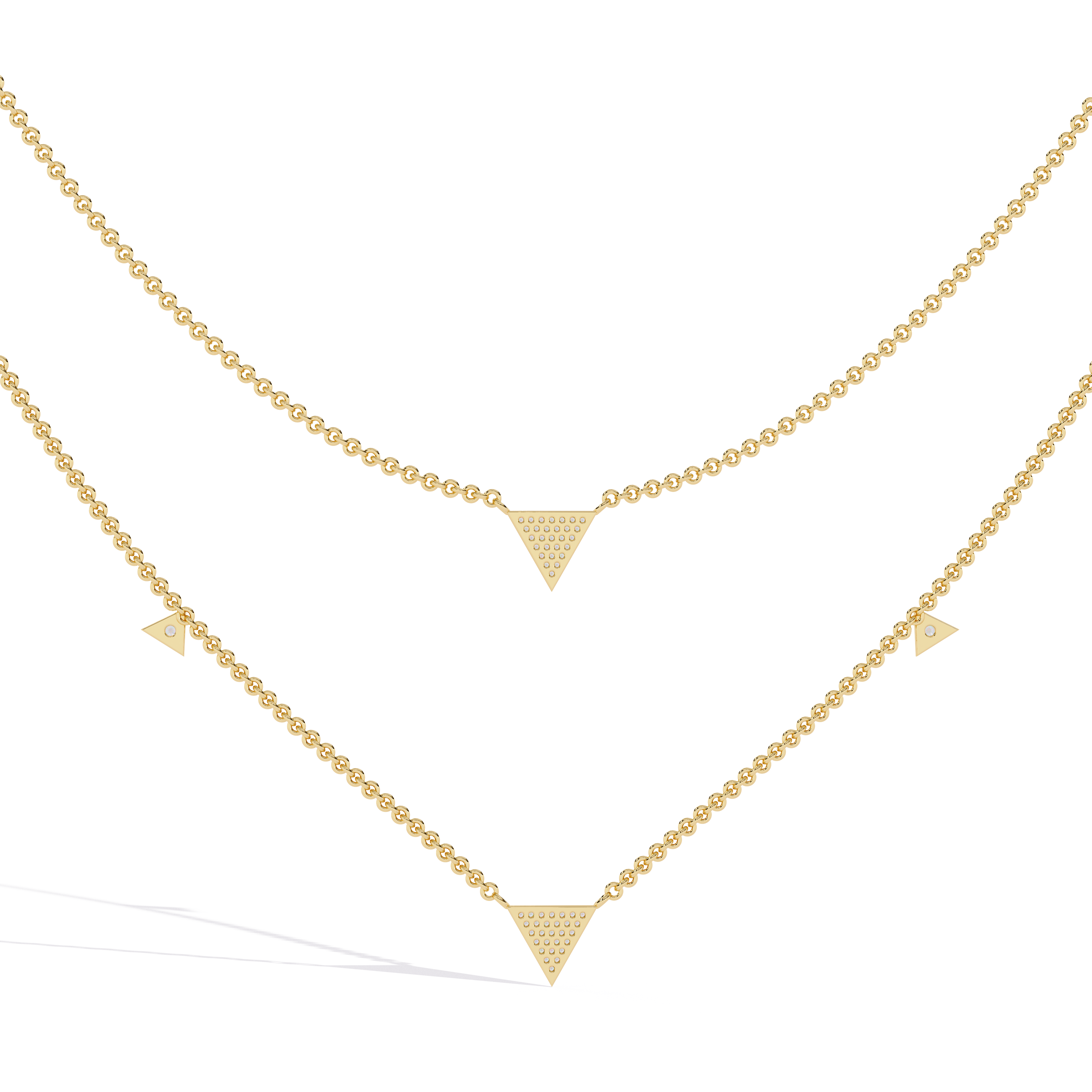WOKE ™ .82 CT layered trillion shaped diamond necklace IN 14K GOLD