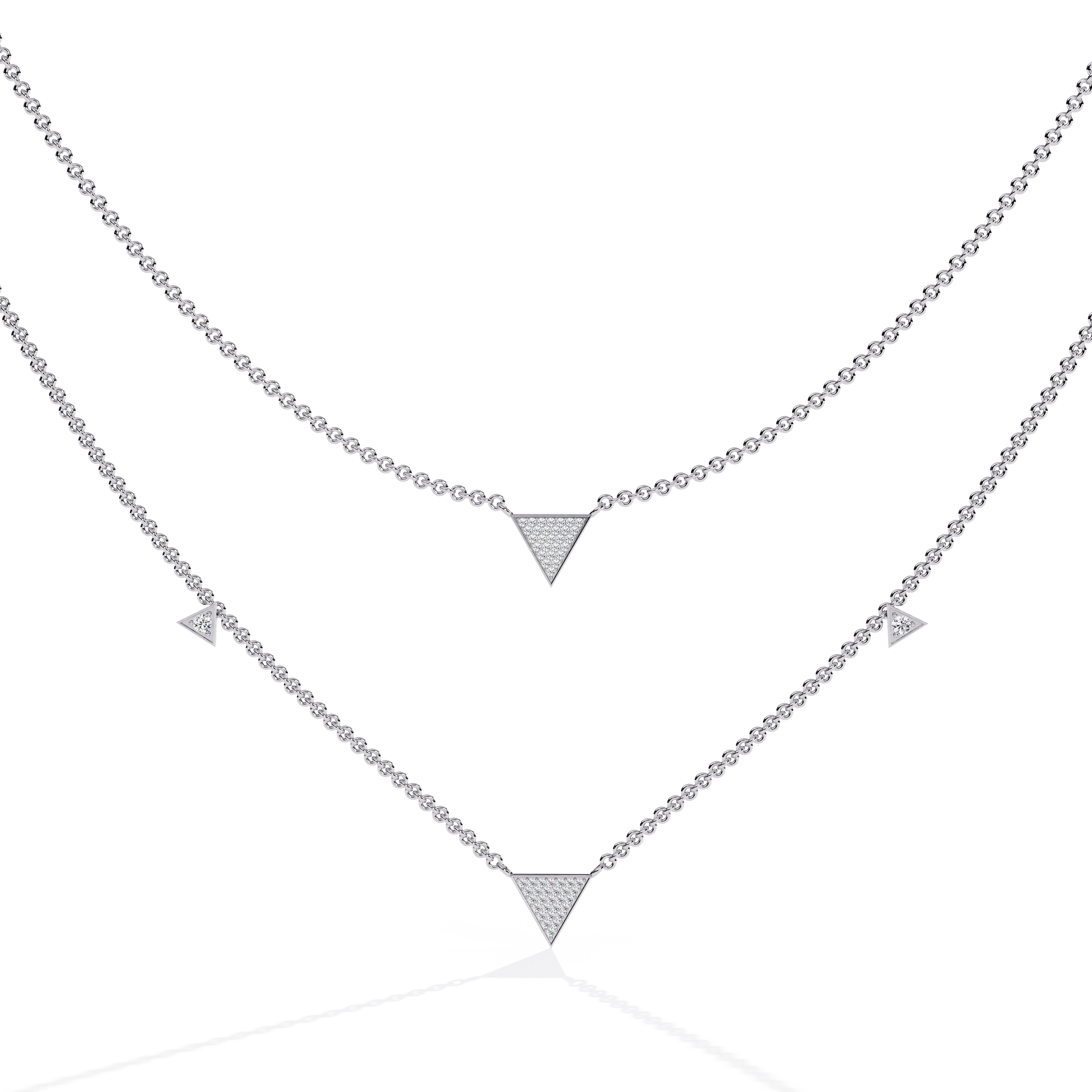 WOKE ™ .82 CT layered trillion shaped diamond necklace IN 14K GOLD