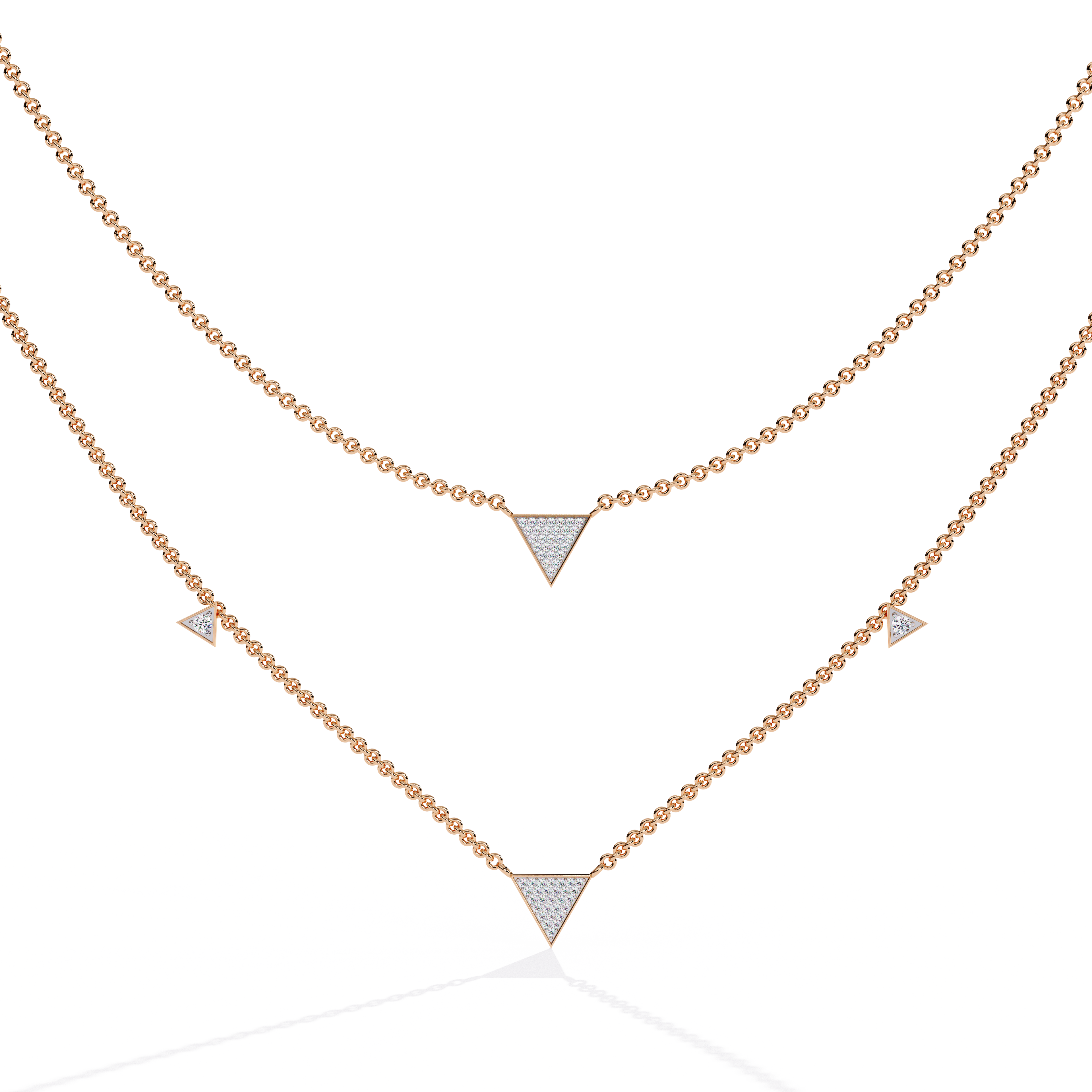 WOKE ™ .82 CT layered trillion shaped diamond necklace IN 14K GOLD
