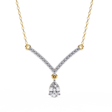 WOKE ™ 1.12 CT layered princess and emerald cut drop diamond necklace IN 14K GOLD