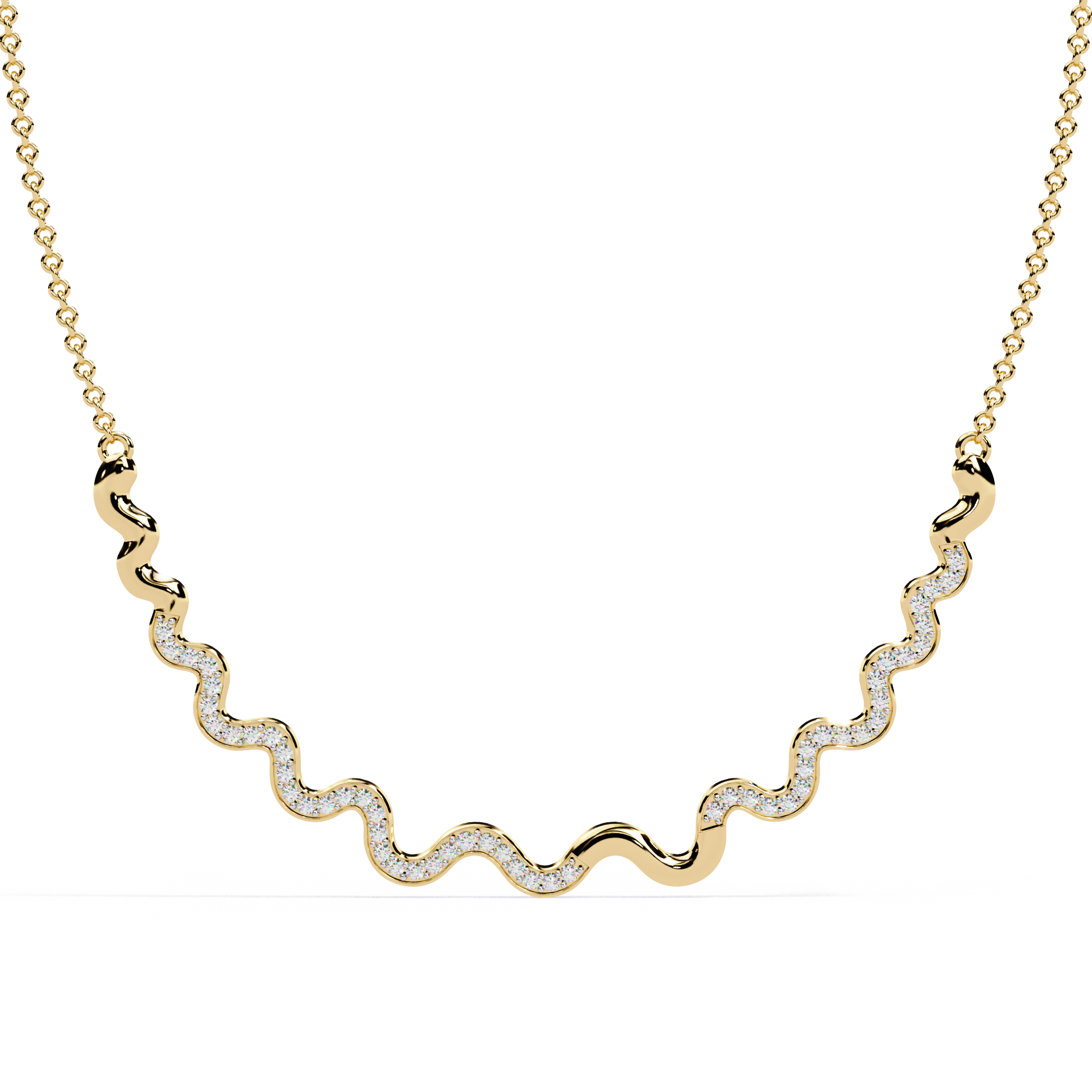 WOKE™ 14k 1.52 CT Wavy diamond chain in 14k Gold