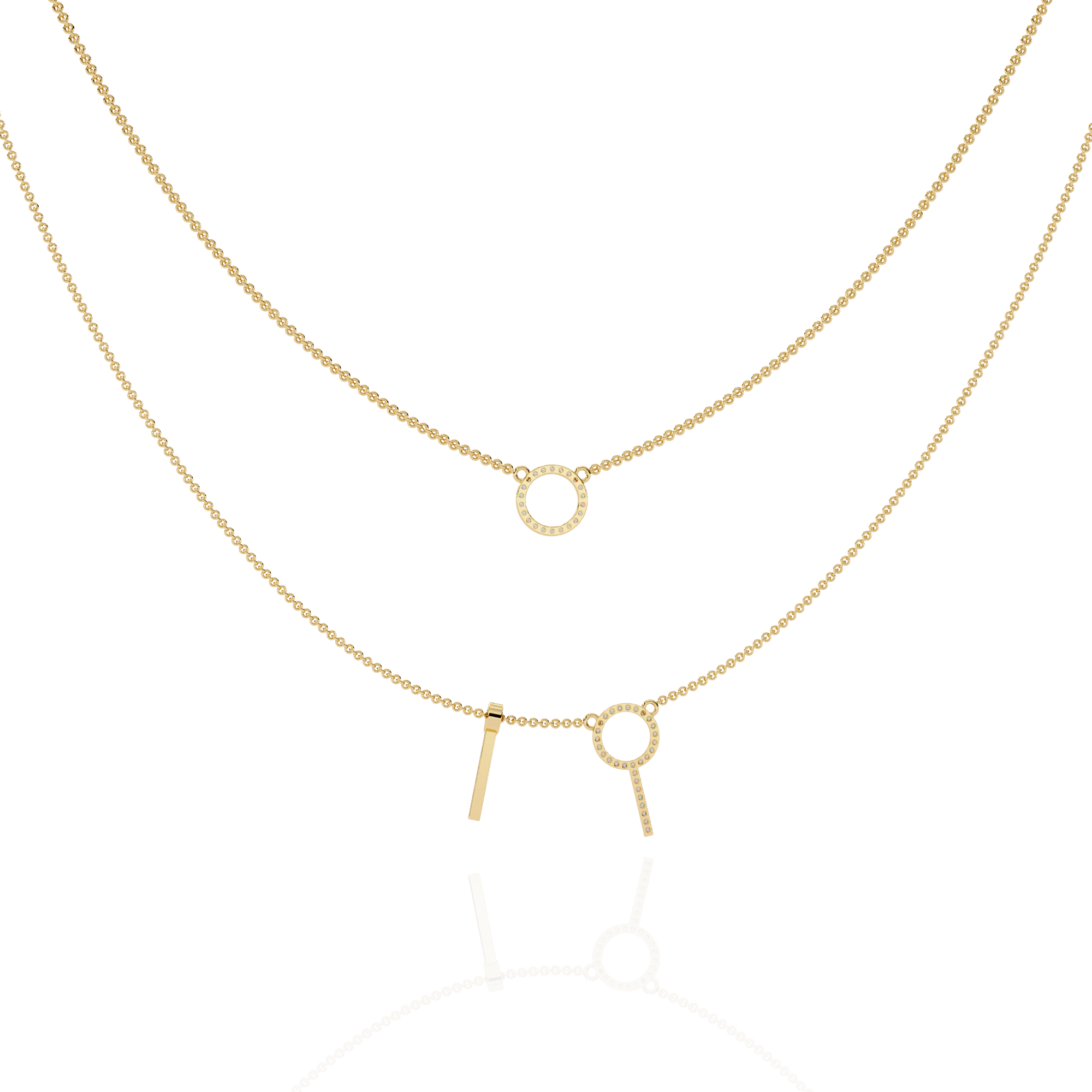 WOKE™ 14k 0.55 CT round diamond LAYERED chain in 14k Gold