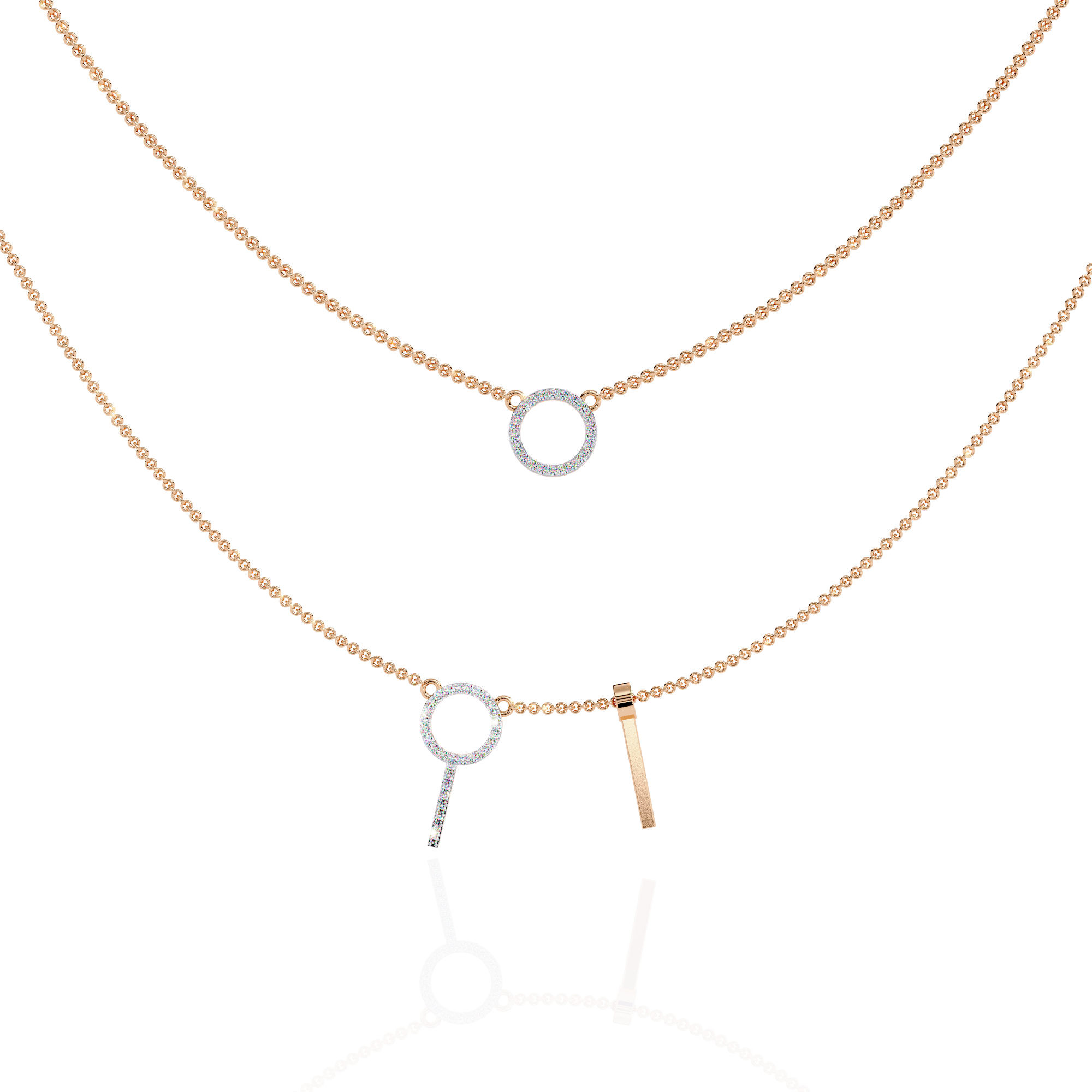 WOKE™ 14k 0.55 CT round diamond LAYERED chain in 14k Gold
