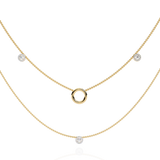 WOKE™ 14k 0.55 CT round diamond LAYERED chain in 14k Gold