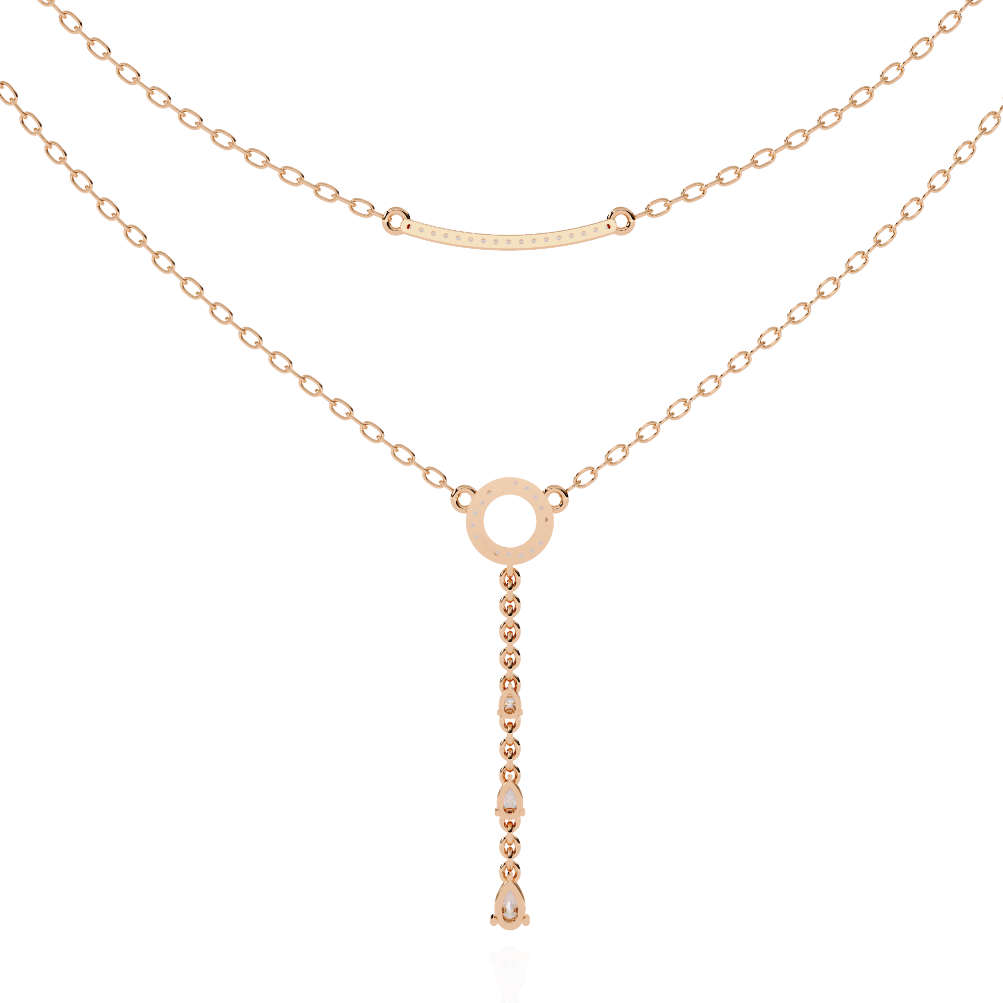 WOKE™ 14k 0.55 CT round diamond LAYERED chain in 14k Gold