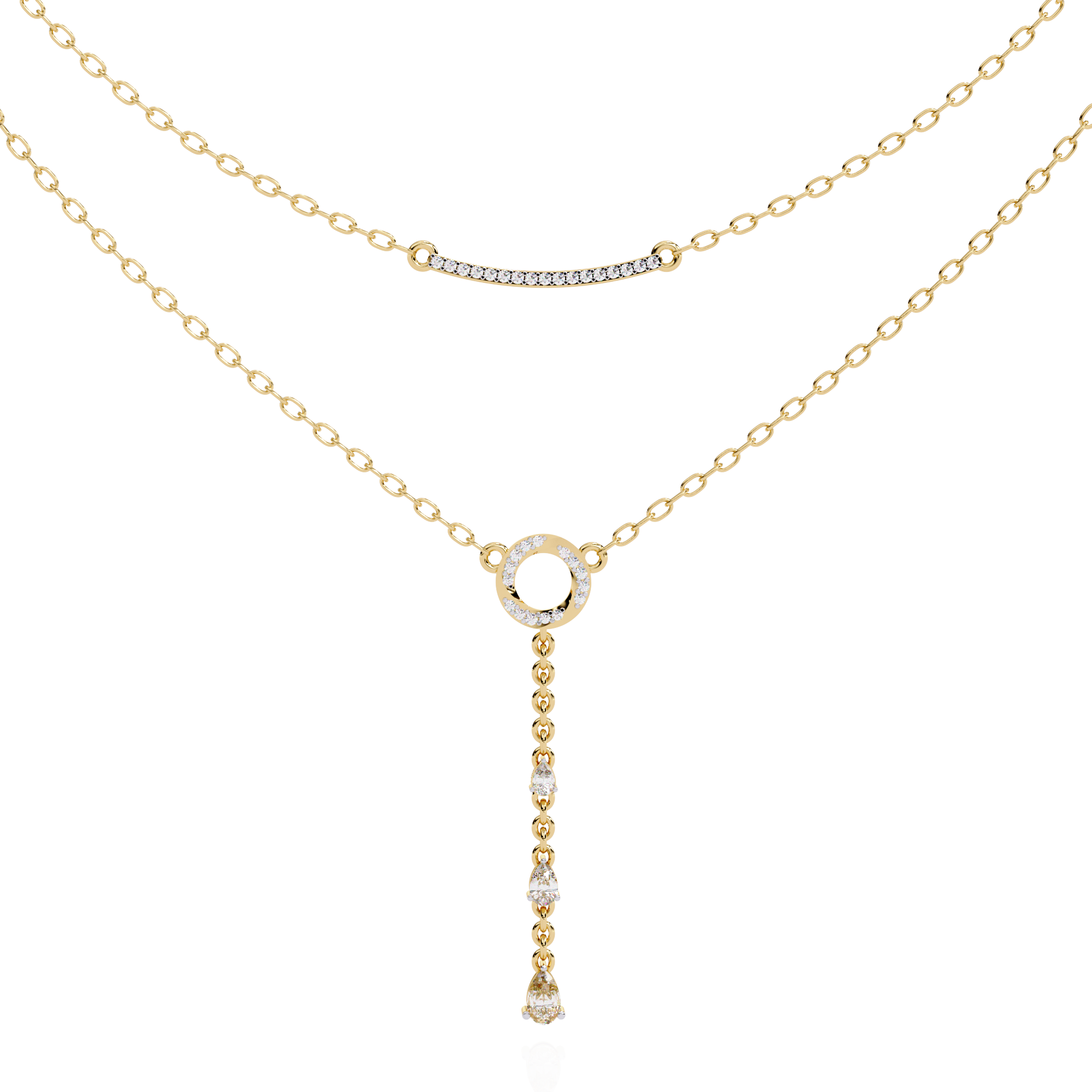 WOKE™ 14k 0.55 CT round diamond LAYERED chain in 14k Gold