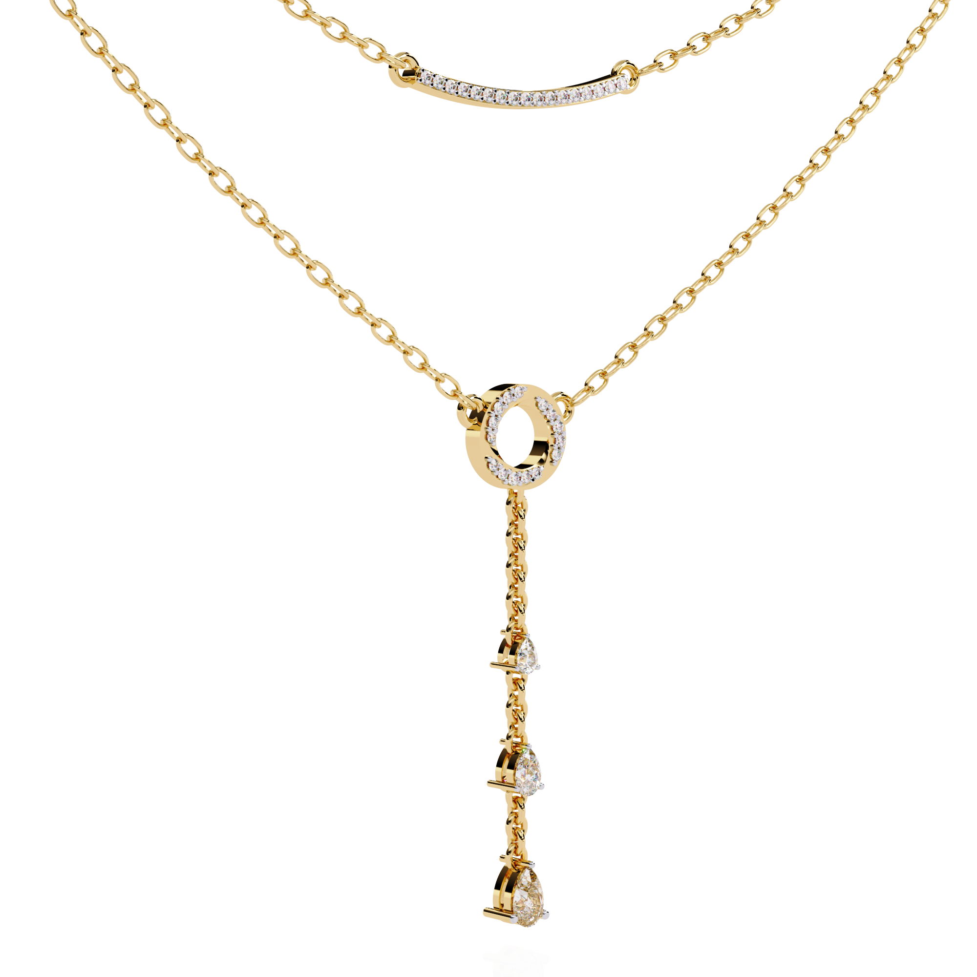 WOKE™ 14k 0.55 CT round diamond LAYERED chain in 14k Gold