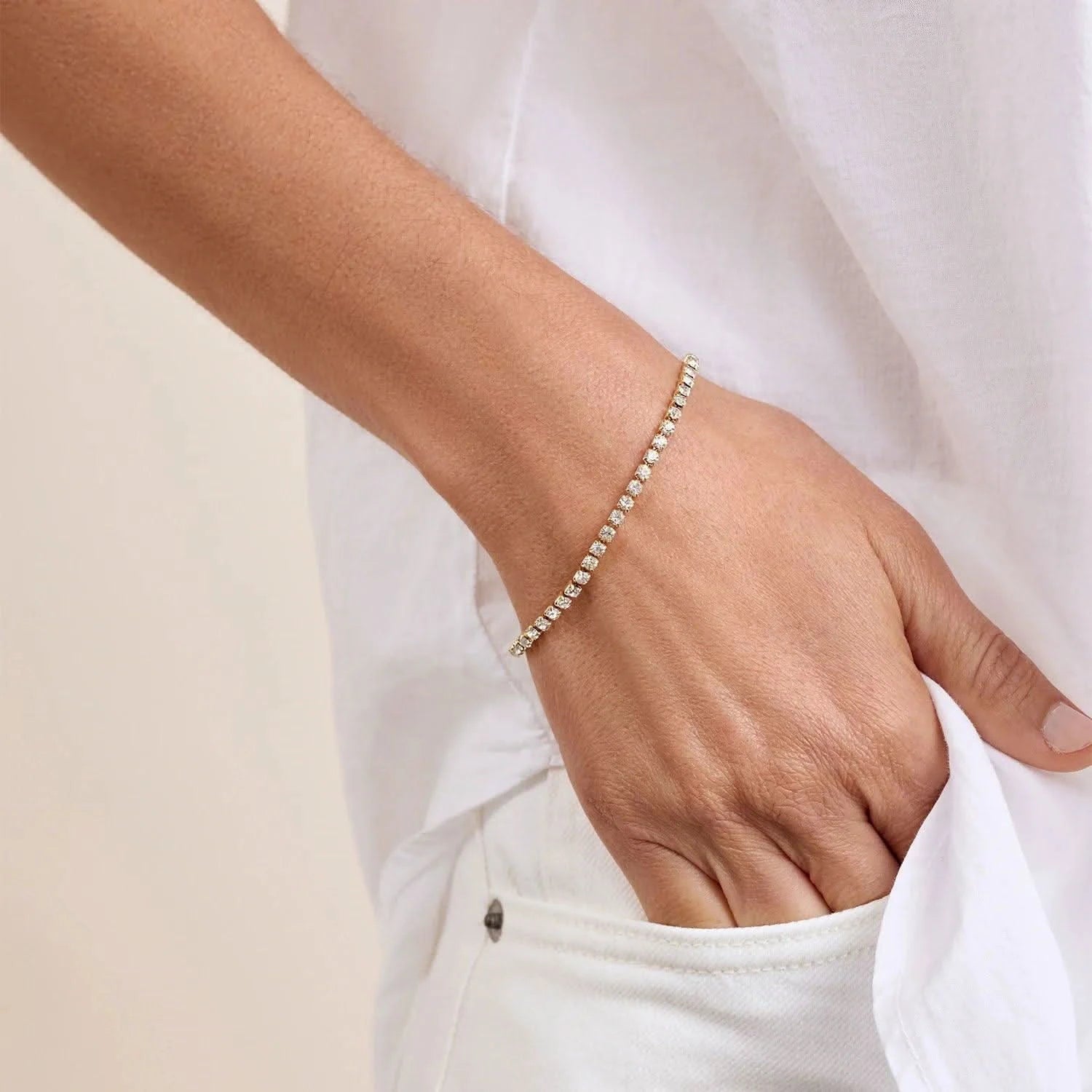 IGI certified LGD Round cut Tennis Bracelet | in 925 sterling silver and 14k gold | Certified LGD