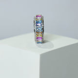 Rainbow crystals radiant Eternity Bands| In 925 sterling silver
