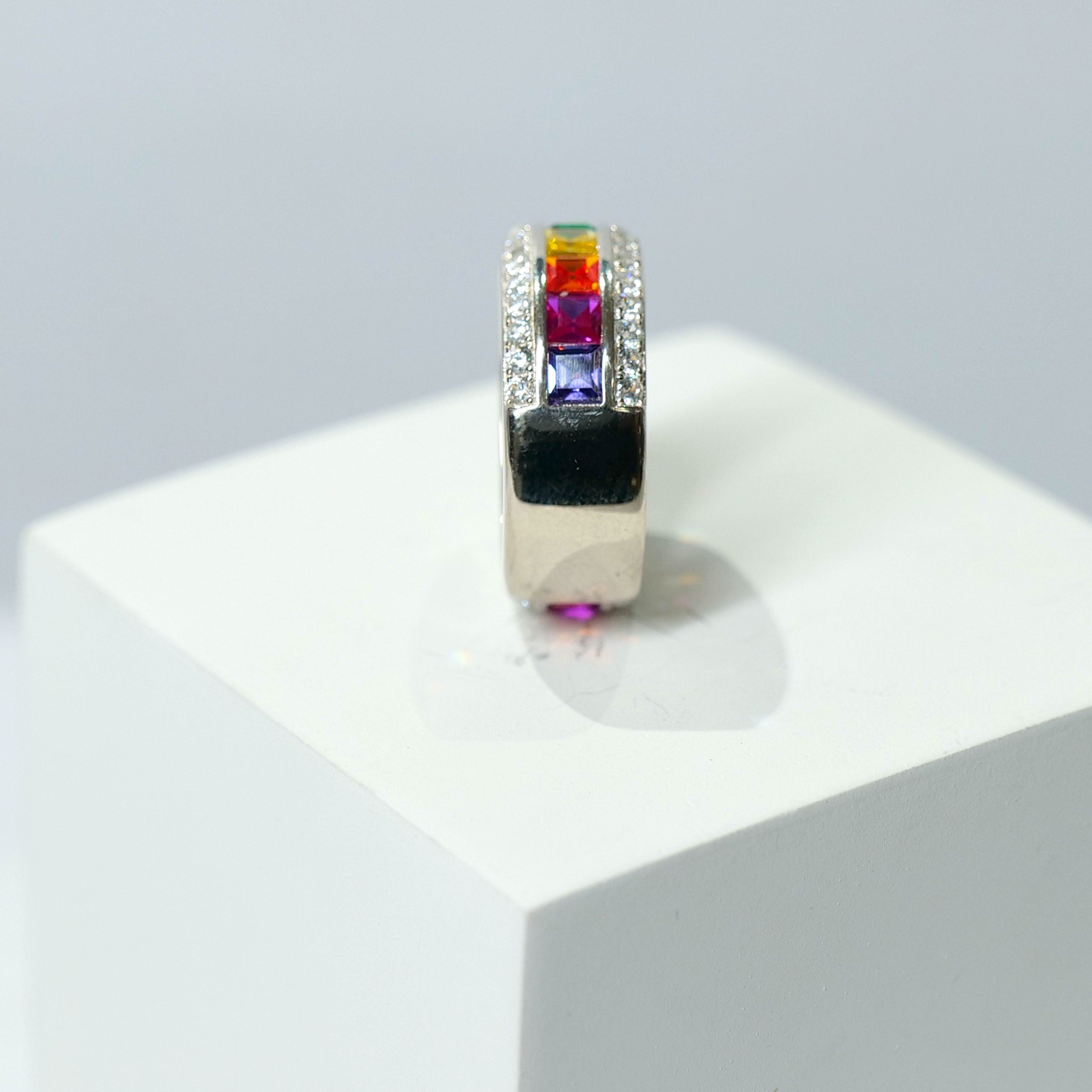 "WOKE"X MILAN Colour diamonds radiant Eternity Bands| In 925 sterling silver