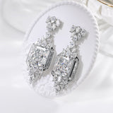 Total 53.24ct 925 silver plated gold Earrings 14*16mm 17ct White DEF Radiant Cut Push Back Moissanite Earrings