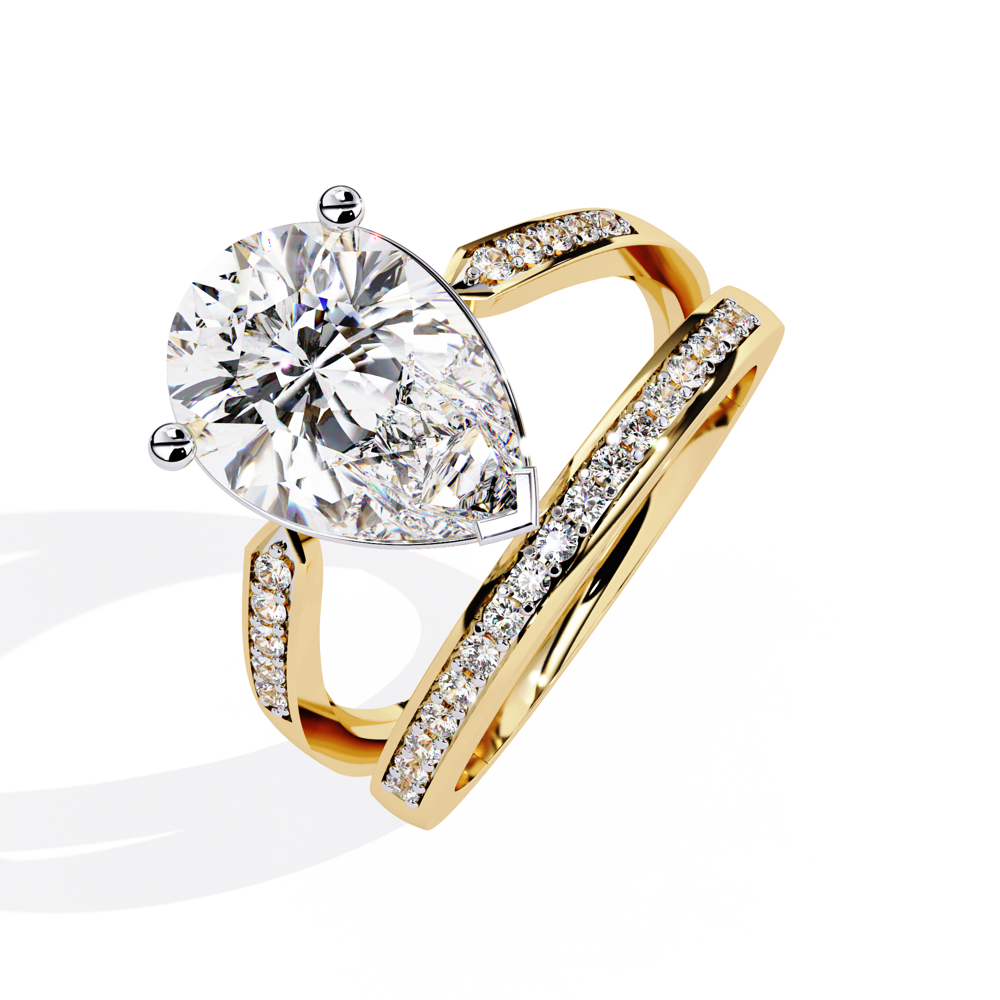 WOKE ™ 3.2 CARAT VVS-F Lab Grown Pear cut Diamond ring in 14/18k Gold| WOKE