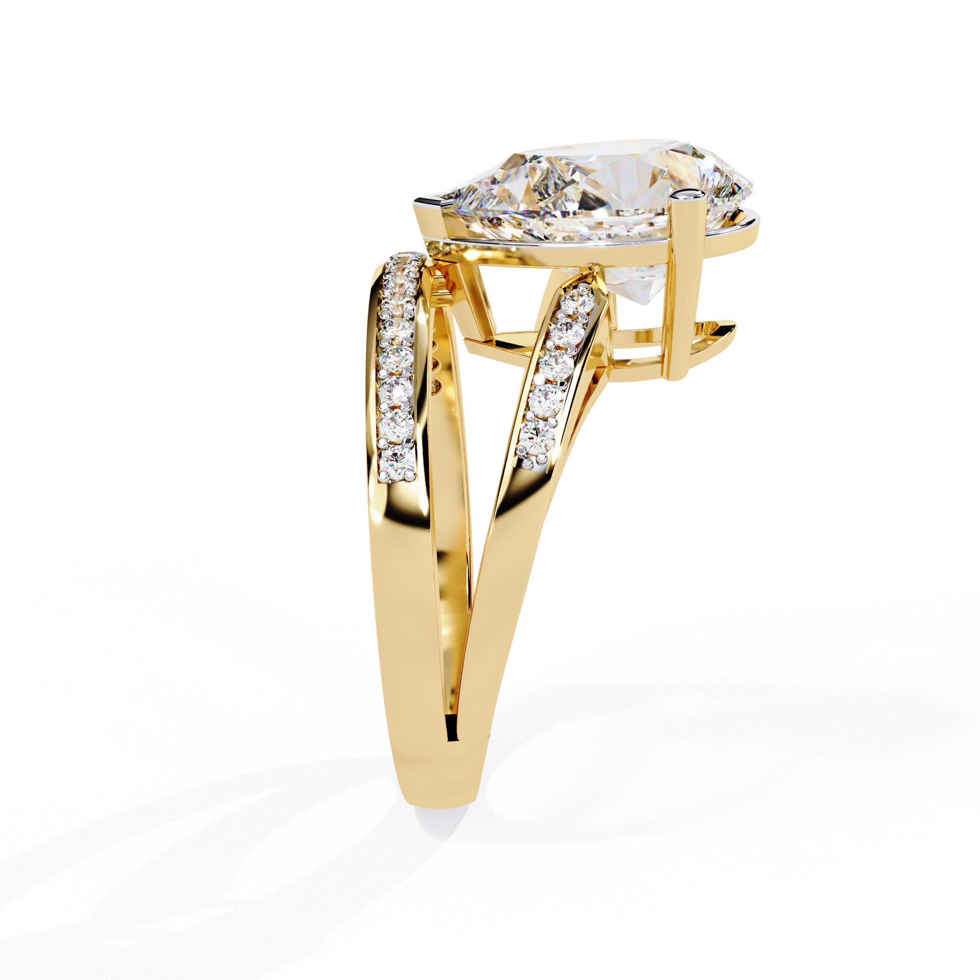 WOKE ™ 3.2 CARAT VVS-F Lab Grown Pear cut Diamond ring in 14/18k Gold| WOKE