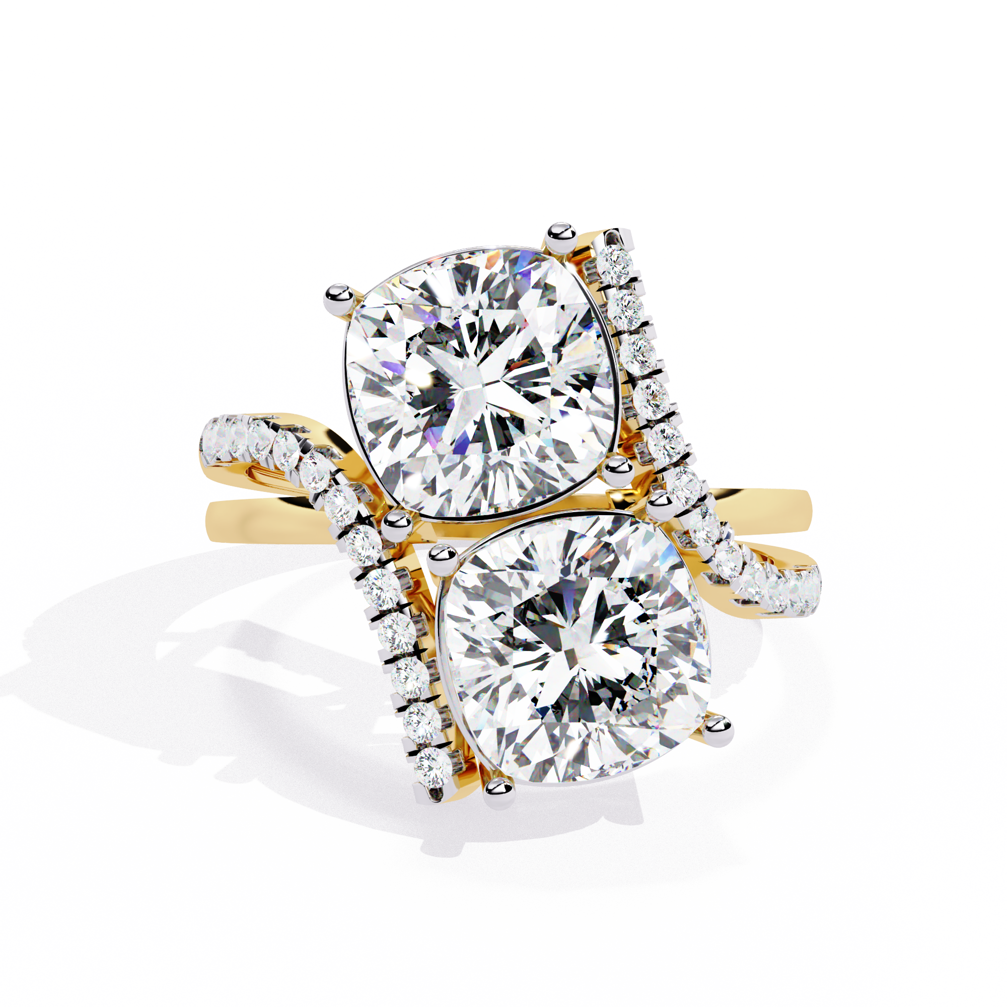 WOKE ™ 2.20 CARAT VVS-EF Lab Grown cushion cut Diamond ring in 14/18k Gold| WOKE