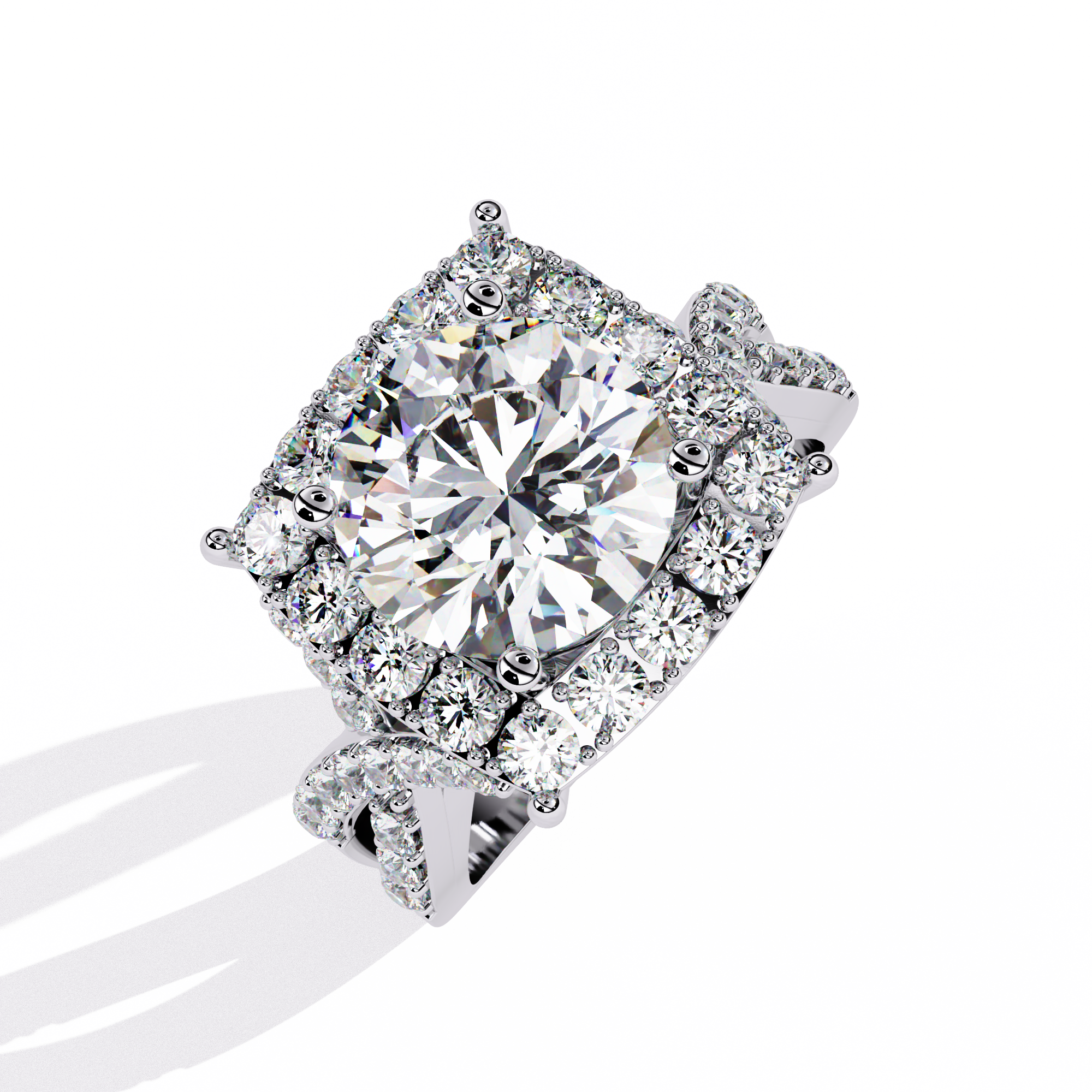 WOKE ™ 3.46 CARAT Round VVS-EF Lab Grown Diamond ring in 14/18k Gold| WOKE