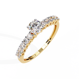 WOKE ™ 0.80 CARAT ROUND VVS-EF Lab Grown Diamond ring in 14/18k Gold| WOKE
