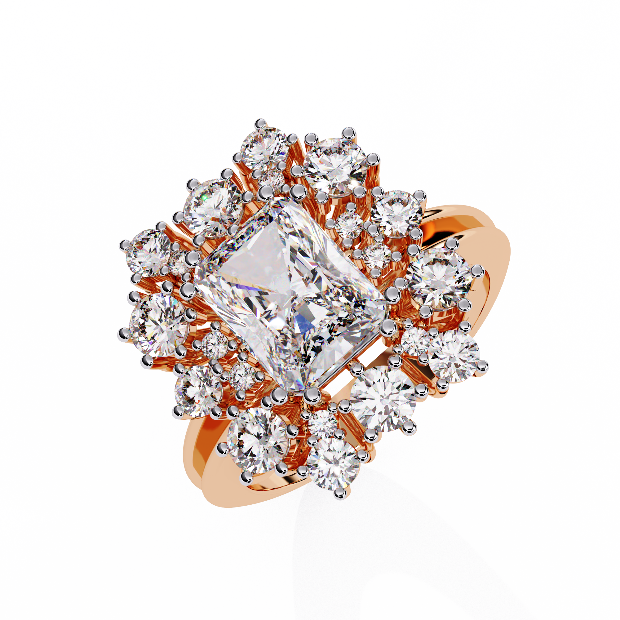 WOKE ™ 2.0 CARAT Radiant cut VVS-EF Lab Grown Diamond ring in 14/18k Gold| WOKE