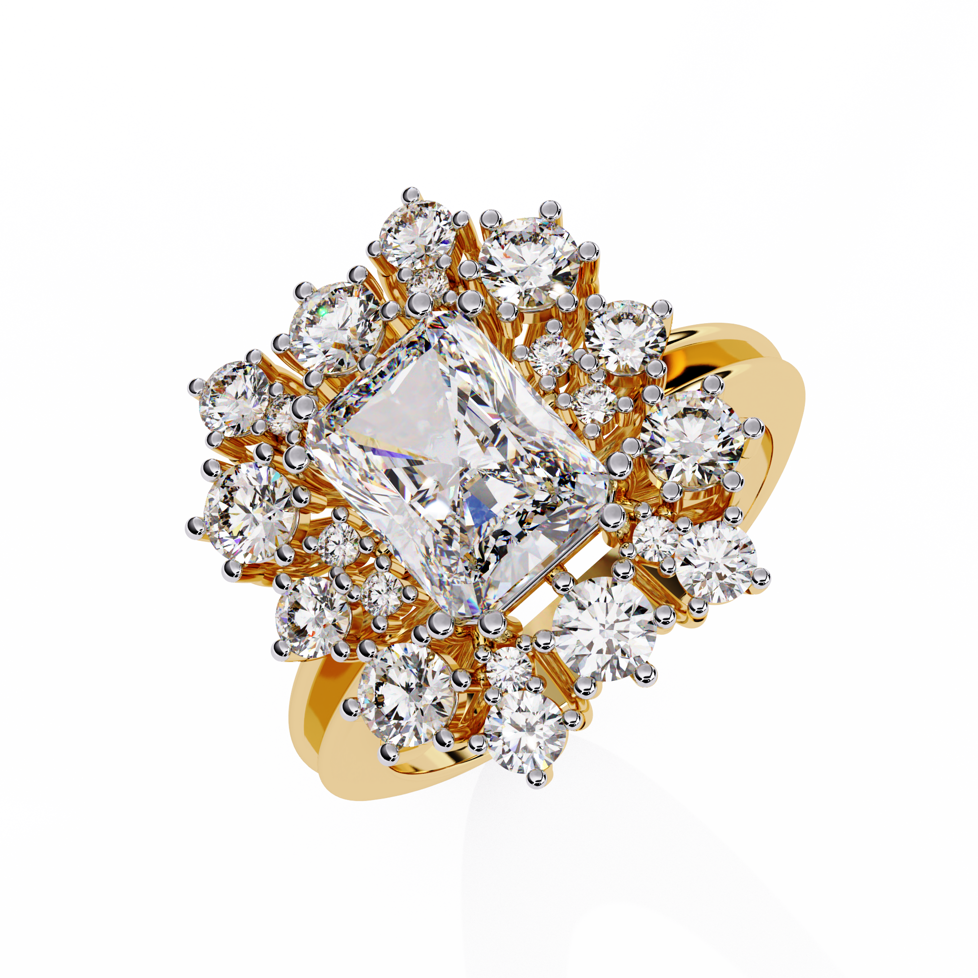 WOKE ™ 2.0 CARAT Radiant cut VVS-EF Lab Grown Diamond ring in 14/18k Gold| WOKE