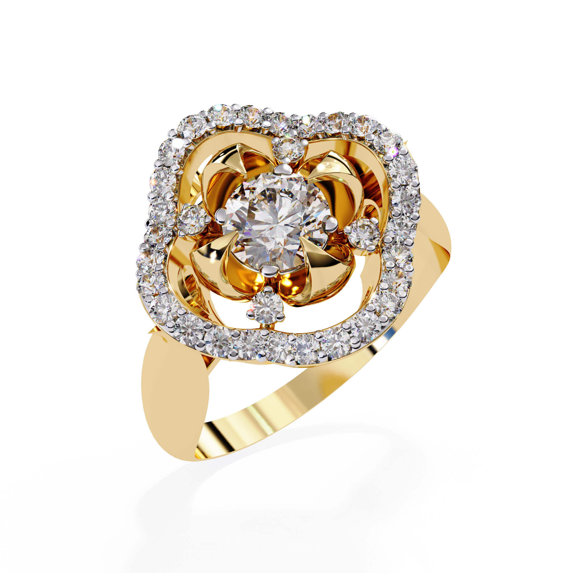 WOKE ™ FLOWER 0.75 CARAT VVS-EF Lab Grown Diamond ring in 14/18k Gold | WOKE