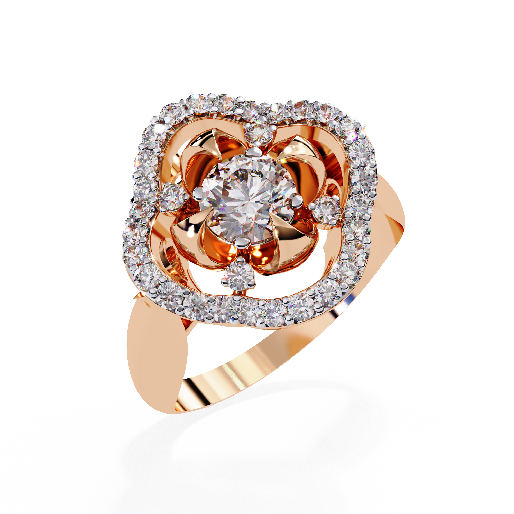 WOKE ™ FLOWER 0.75 CARAT VVS-EF Lab Grown Diamond ring in 14/18k Gold | WOKE