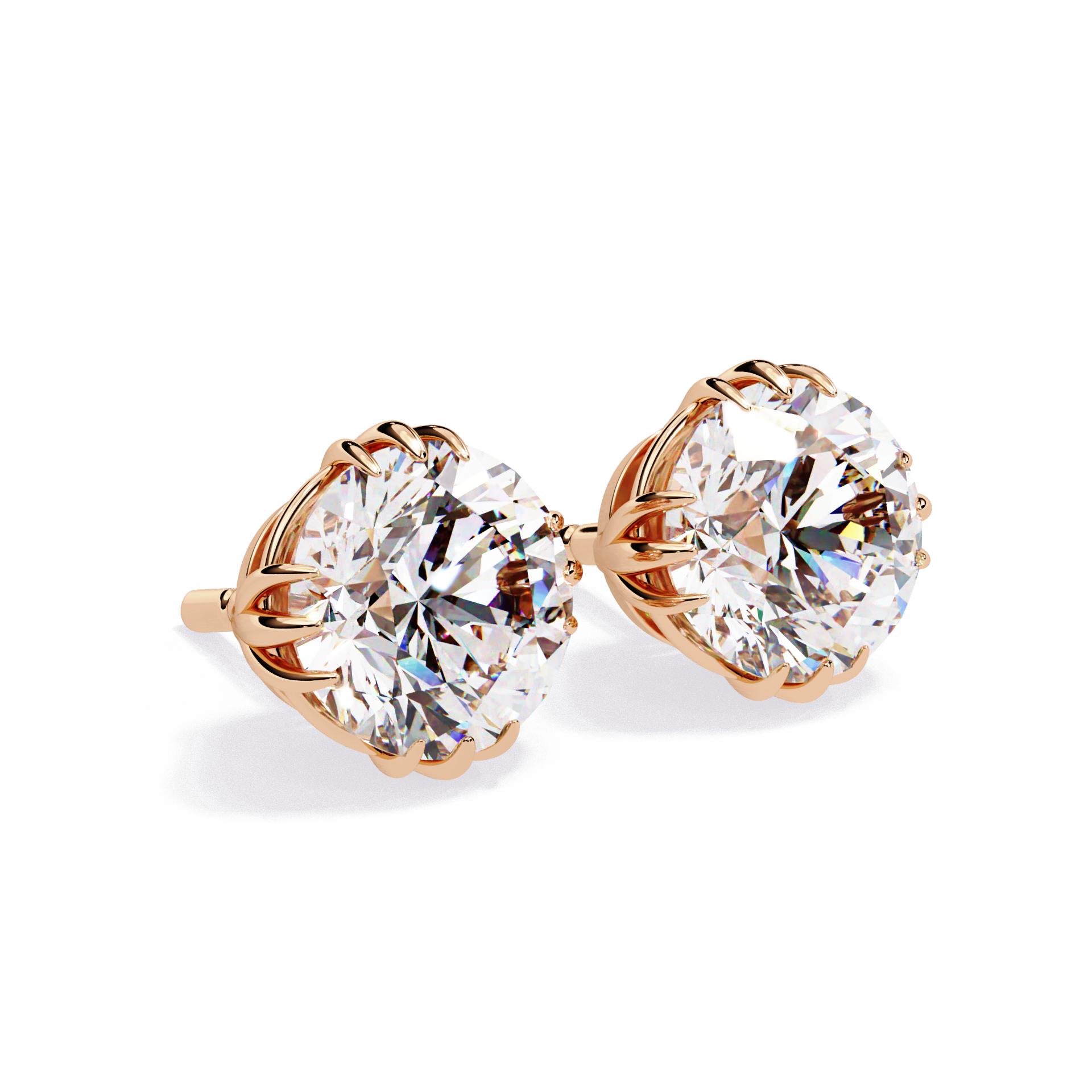 WOKE ™ 1.40 CARAT Triple Claw Prong  VVS-EF ROUND CUT Lab Grown Diamond Studs in 14/18k Gold