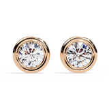 WOKE ™ 1.00 CARAT VVS-EF Bezel round cut Lab Grown Diamond Studs in 14/18k Gold