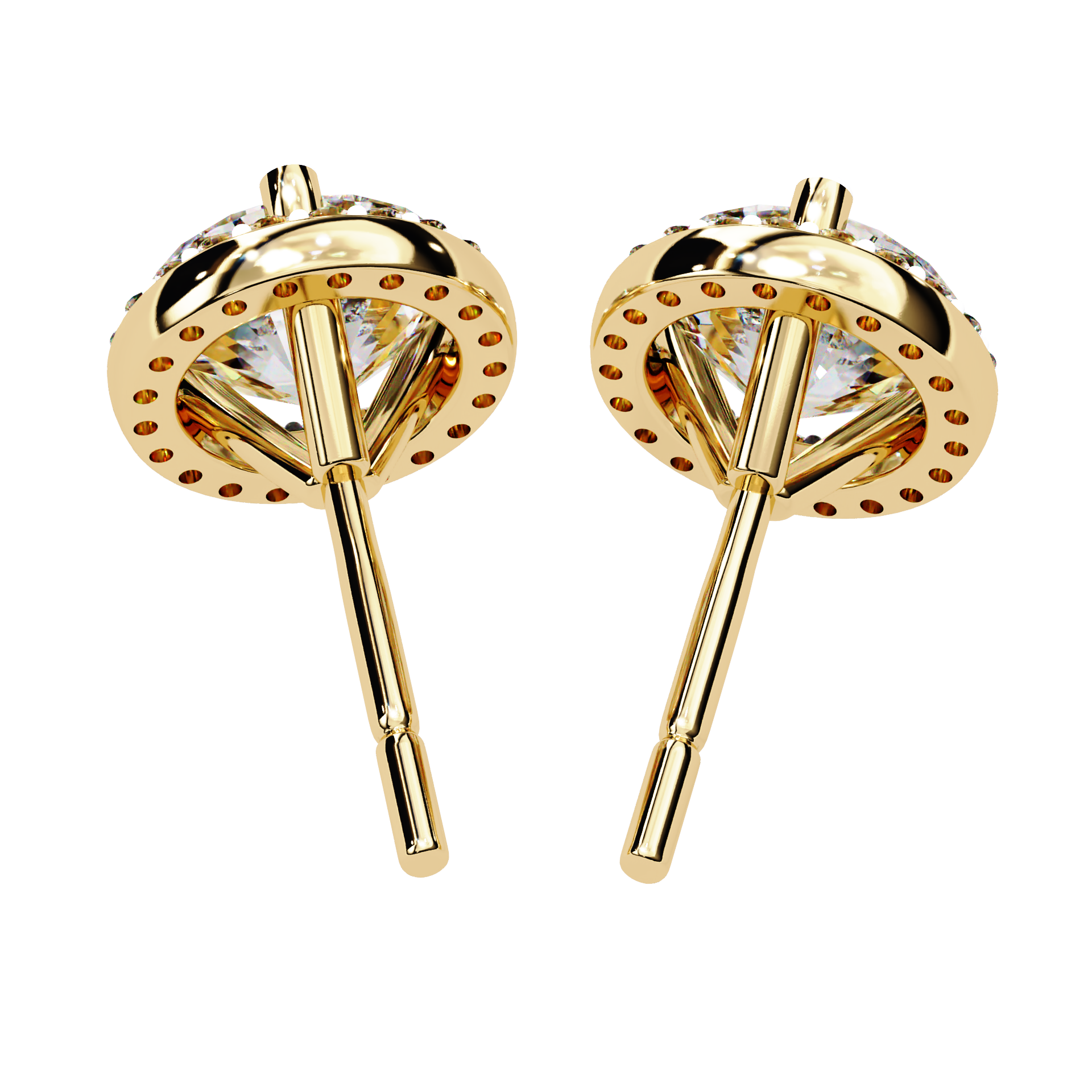 WOKE ™ 2.22 CT VVS-F Lab Grown Round cut Diamond Studs in 14/18k Gold