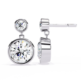 WOKE ™ VVS-F Lab Grown Round cut Diamond BEZEL studs in 14/18k Gold