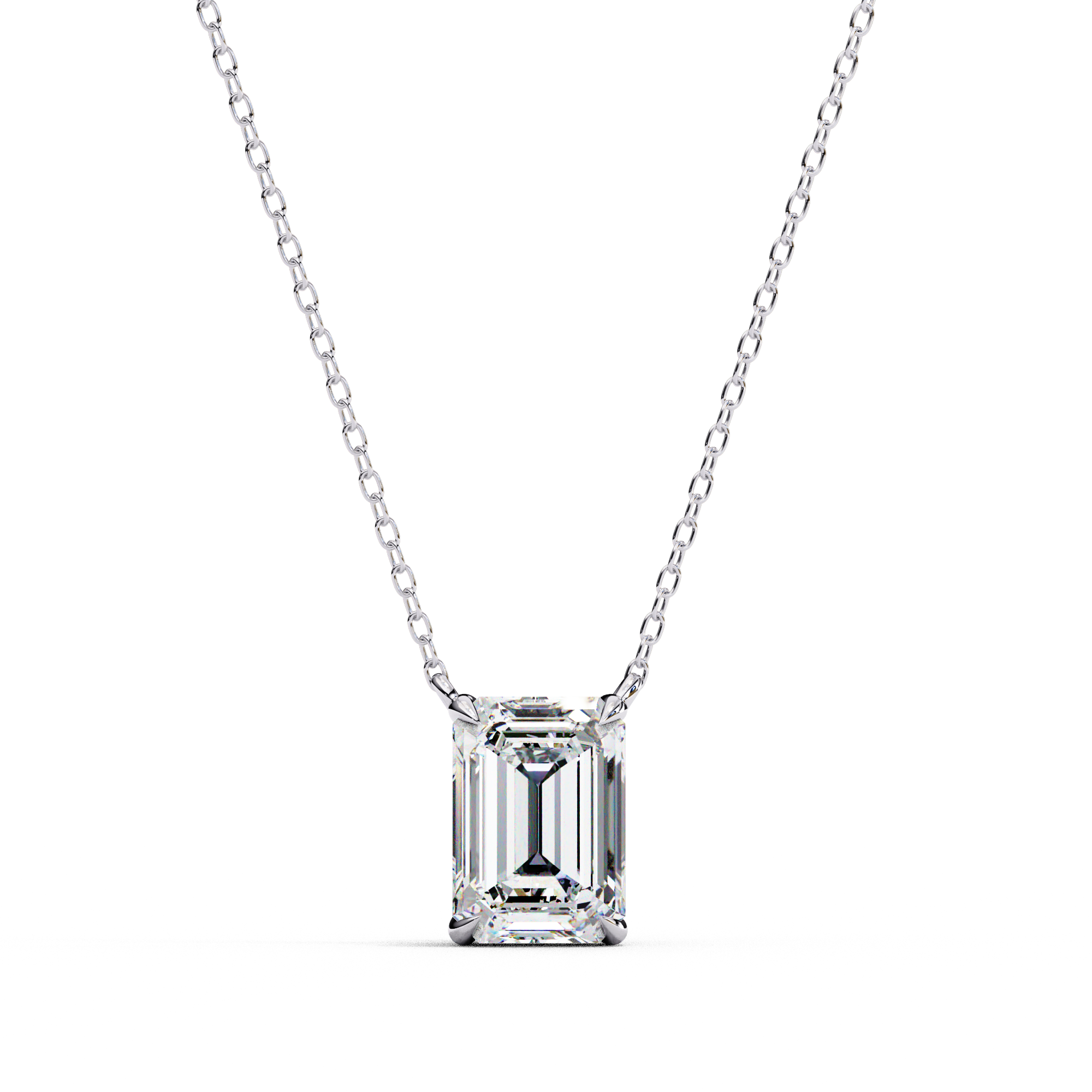 WOKE ™ VVS-F Lab Grown Diamond 1.50 Carat Emerald cut pendant Without Chain