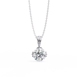 WOKE ™ VVS-F Lab Grown 1.00 Carat Round cut 12 prong Diamond pendant | No chain
