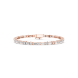 3.93 CT Round and Baguette cut moissanite Bracelet in 925 Silver/9K Gold |WOKE