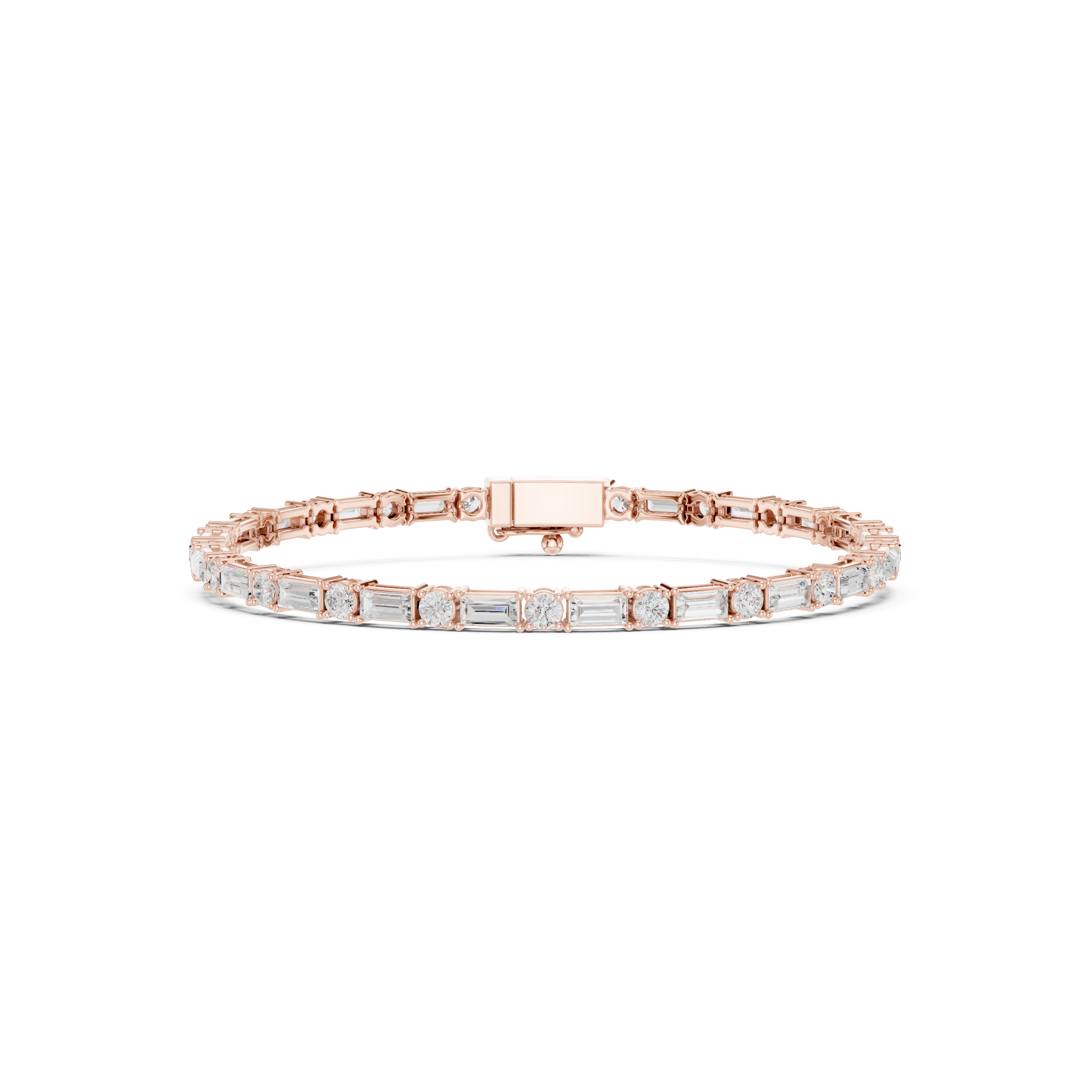 3.93 CT Round and Baguette cut moissanite Bracelet in 925 Silver/9K Gold |WOKE