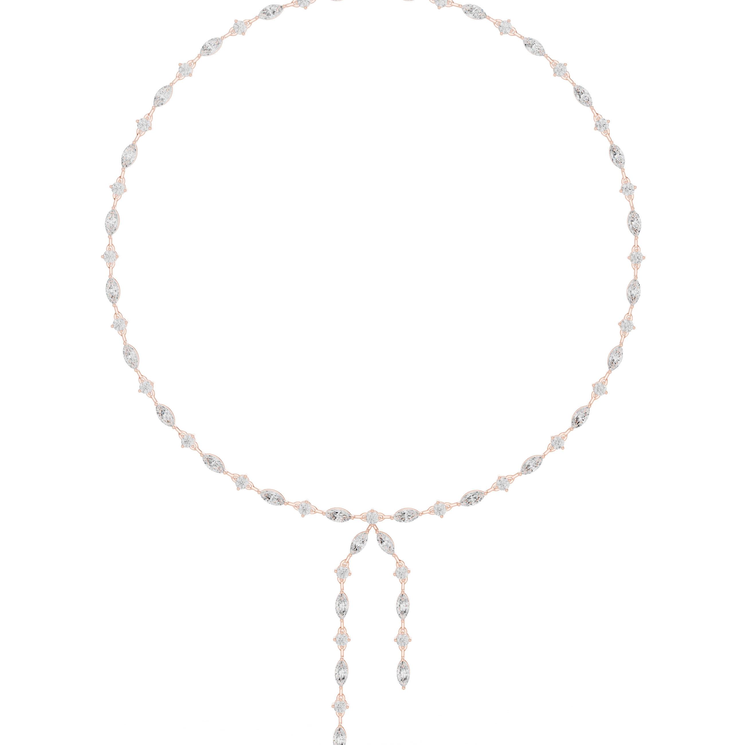 10.43 CT Round and Marquise Moissanite Necklace in 9K Gold/925 Silver |WOKE