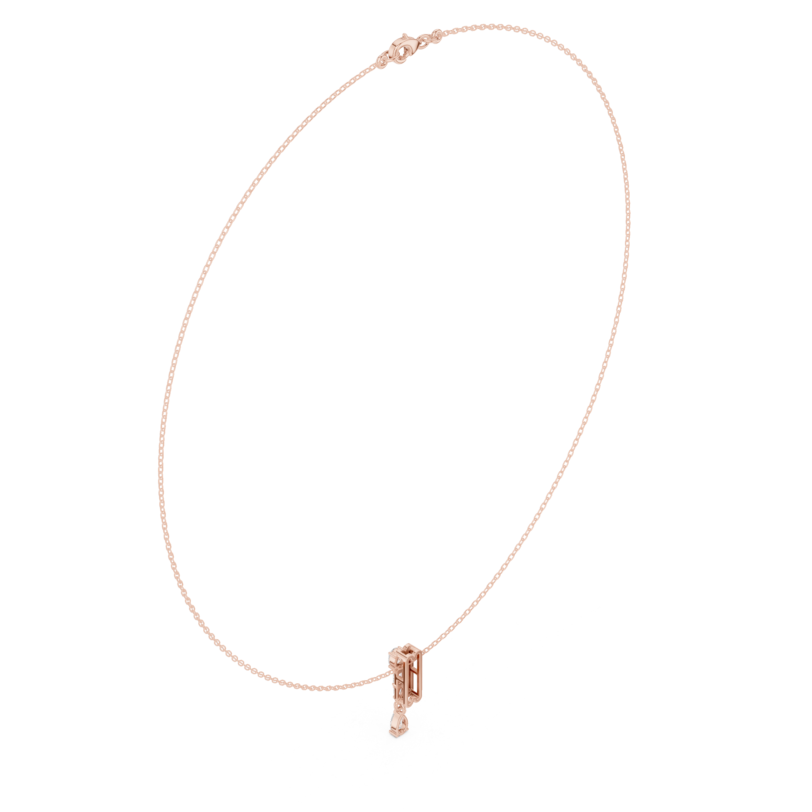 0.484 CT Oval Marquise Baguette Moissanite Necklace in 9K Gold/925 Silver |WOKE