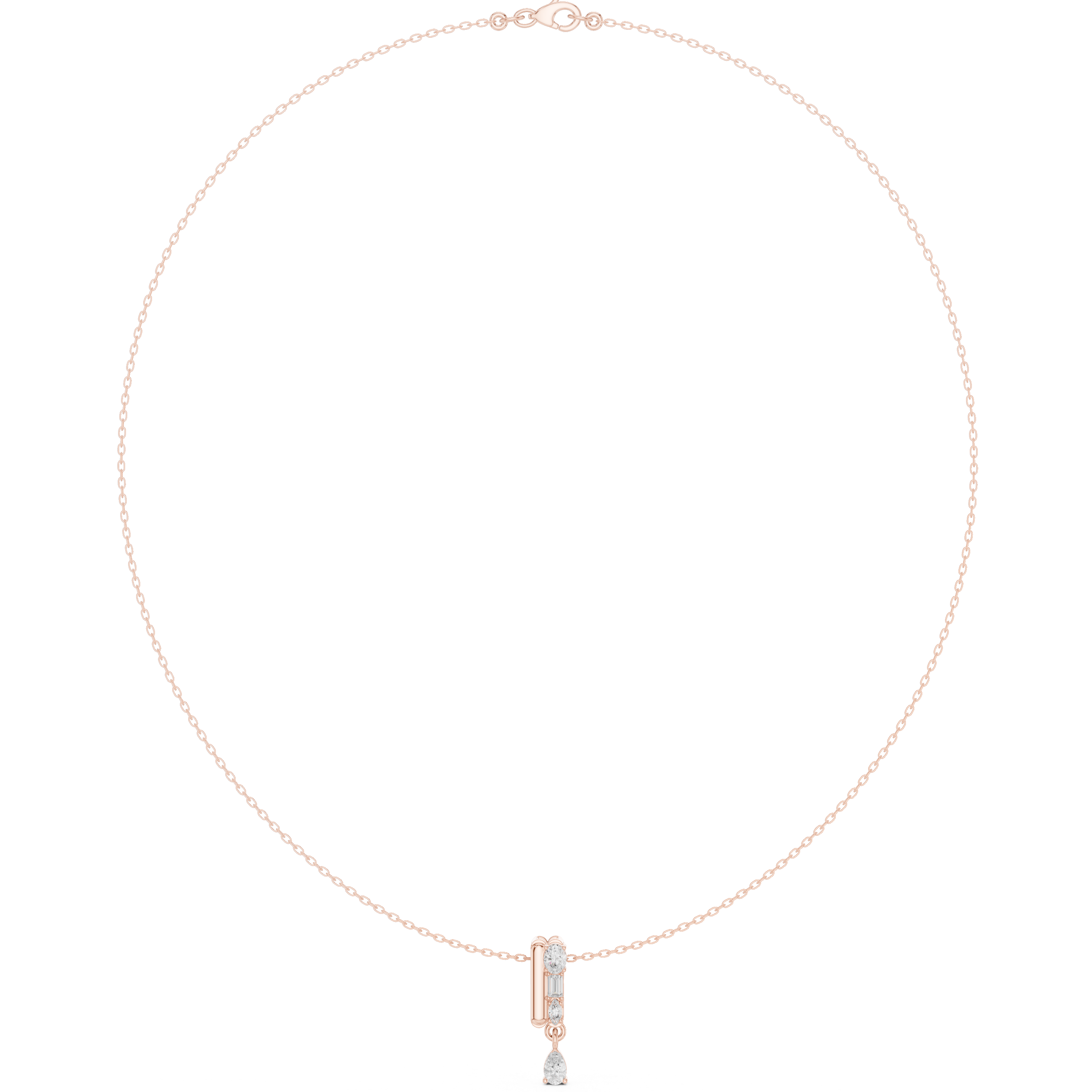 0.484 CT Oval Marquise Baguette Moissanite Necklace in 9K Gold/925 Silver |WOKE