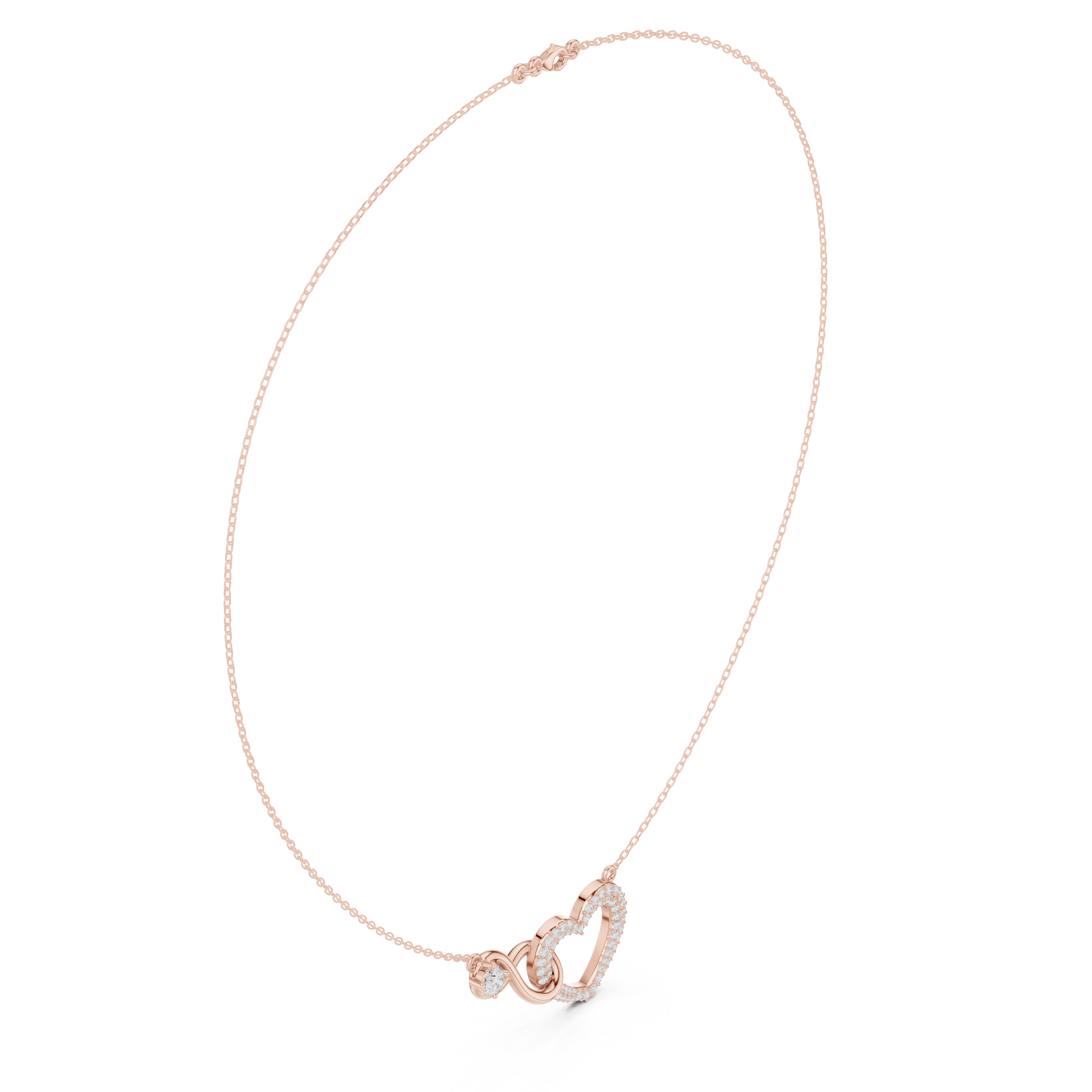1.73  Infinity-Heart Moissanite Necklace in 9K Gold/925 Silver