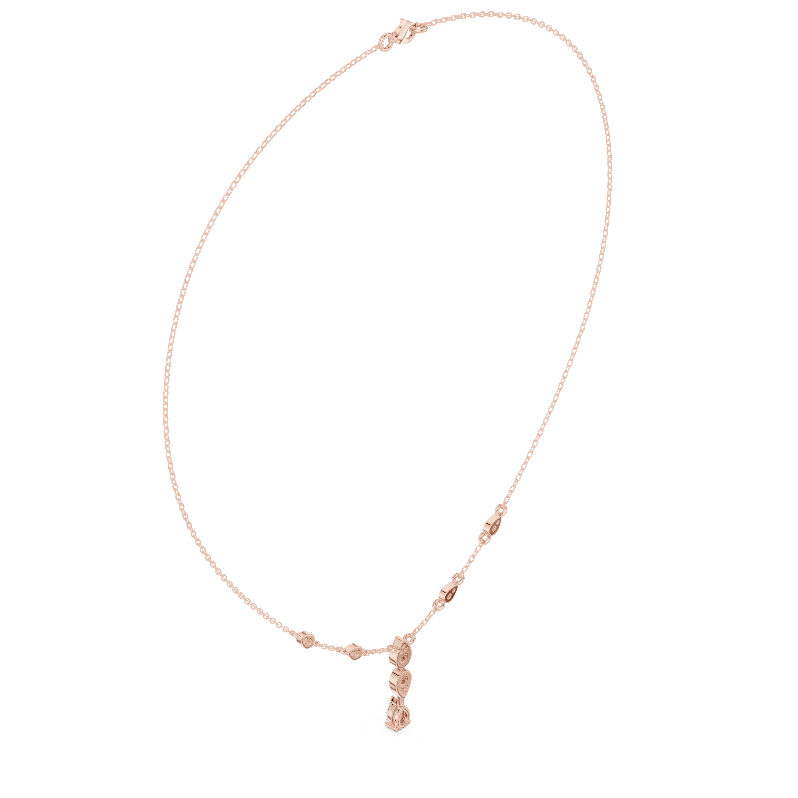 0.64 Round and Pear Moissanite Necklace in 925 Silver/925 Silver |WOKE