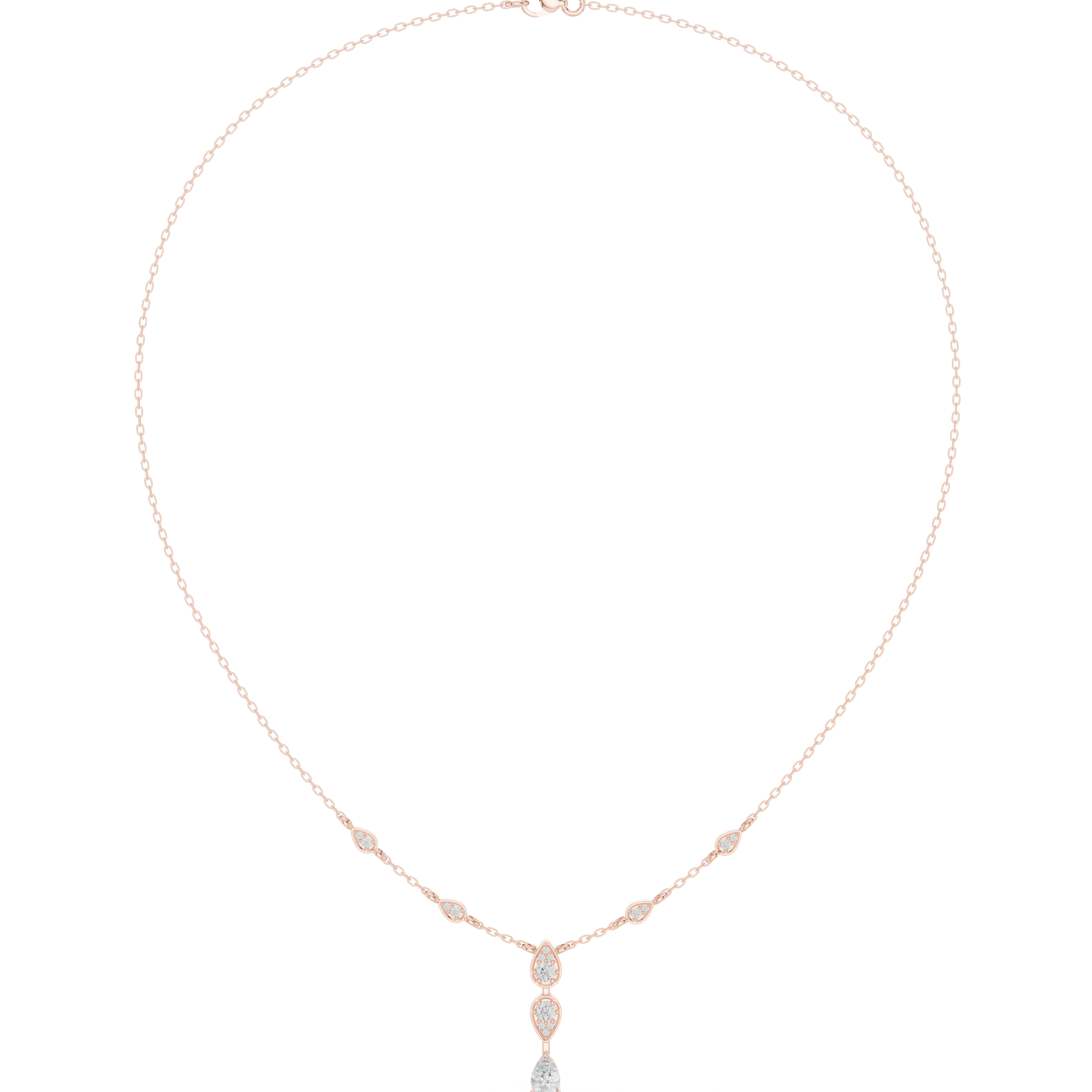 0.64 Round and Pear Moissanite Necklace in 925 Silver/925 Silver |WOKE
