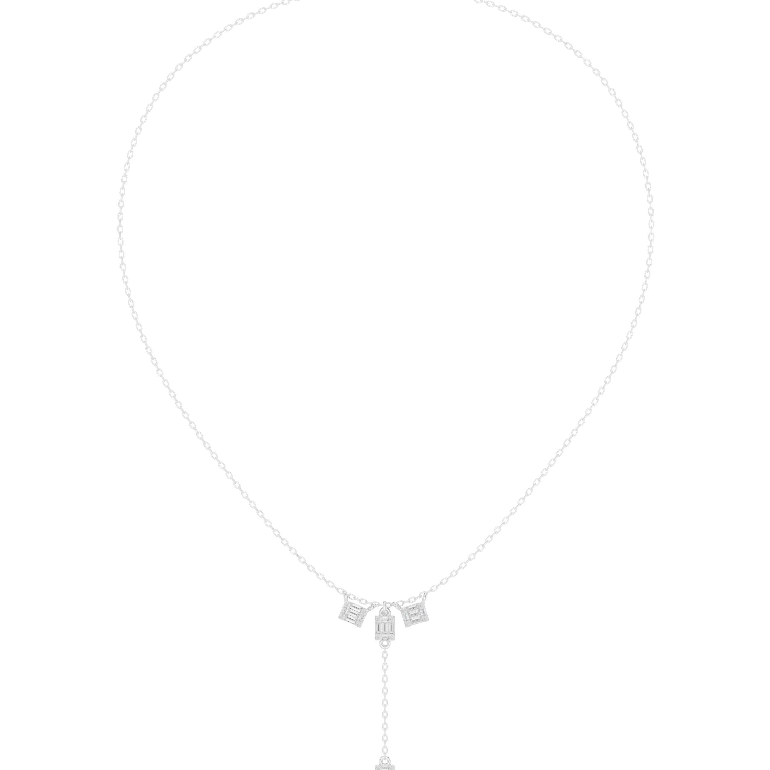 0.526 CT Round and Baguette Moissanite Necklace in 9K Gold/925 Silver |WOKE