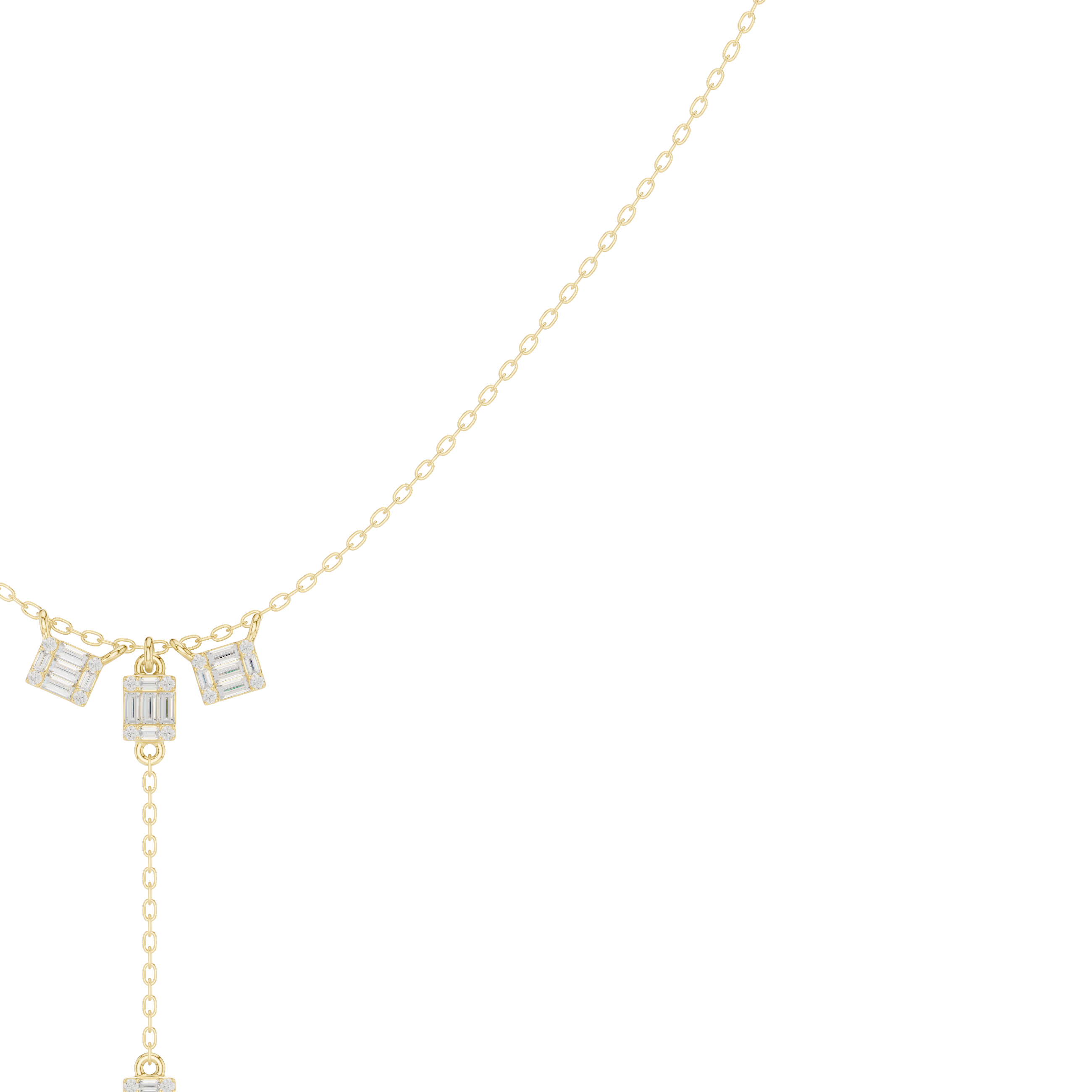 0.526 CT Round and Baguette Moissanite Necklace in 9K Gold/925 Silver |WOKE
