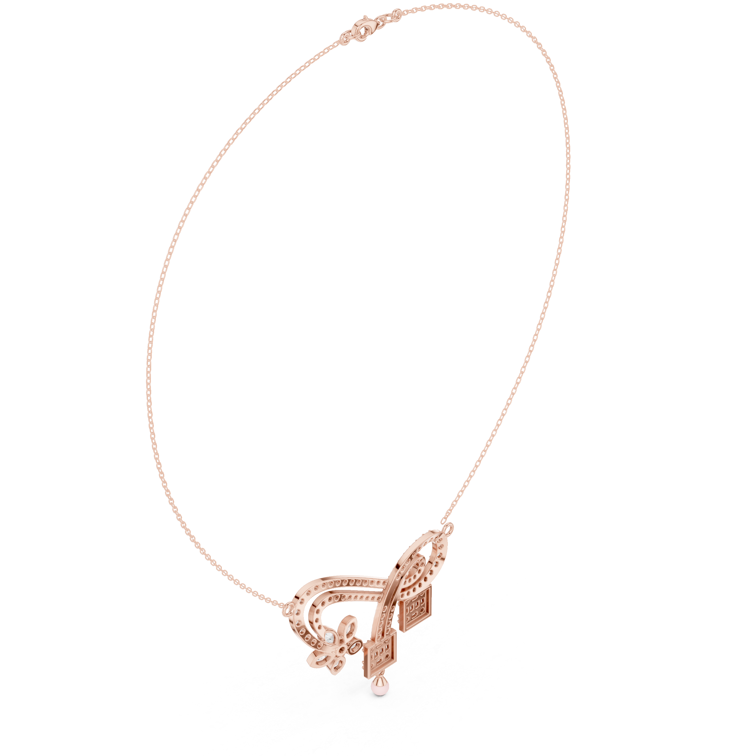 3.011 TCW Round Baguette and Marquise Moissanite Necklace |WOKE