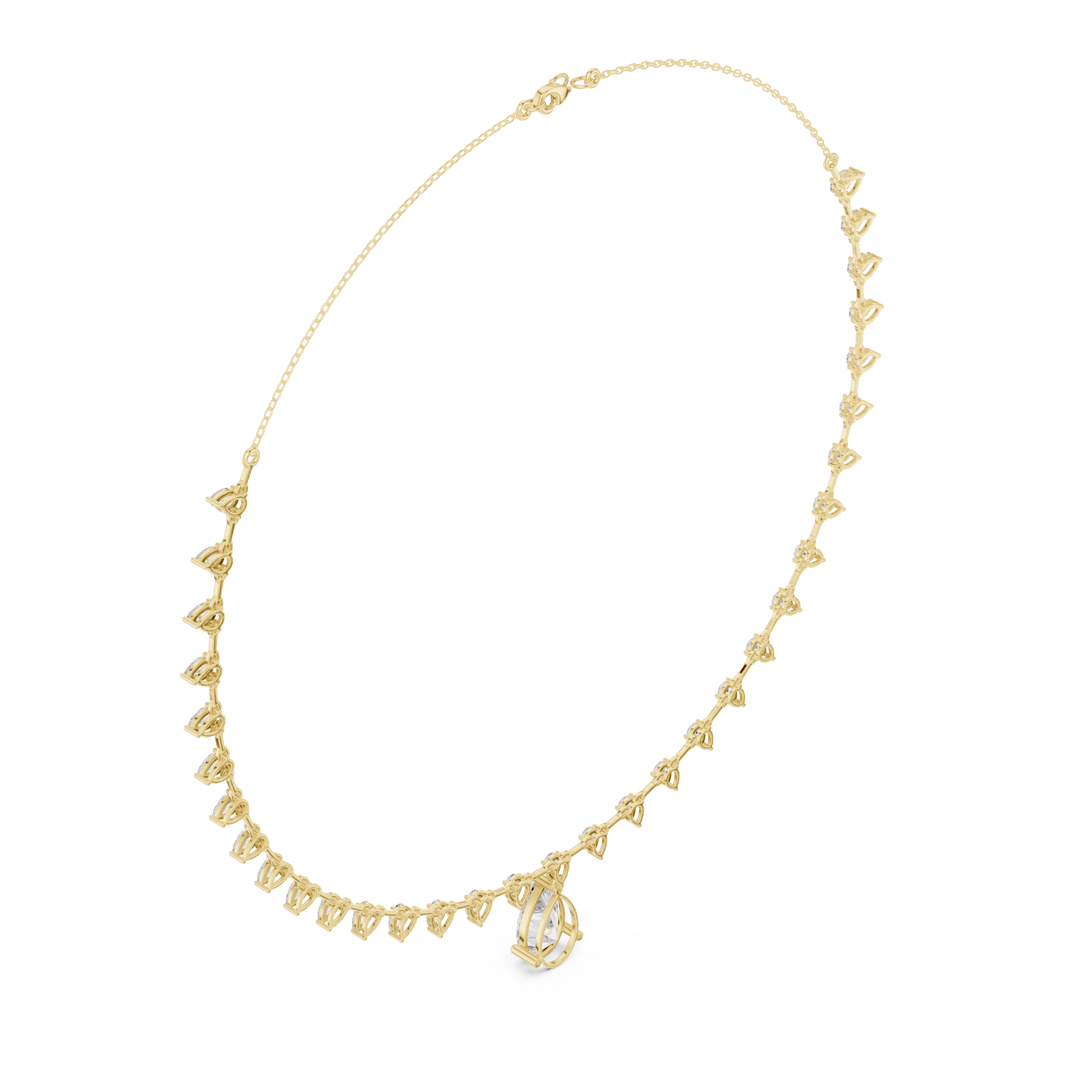 9.02 CT Pear & Round Moissanite Necklace in 9K Gold/925 Silver |WOKE