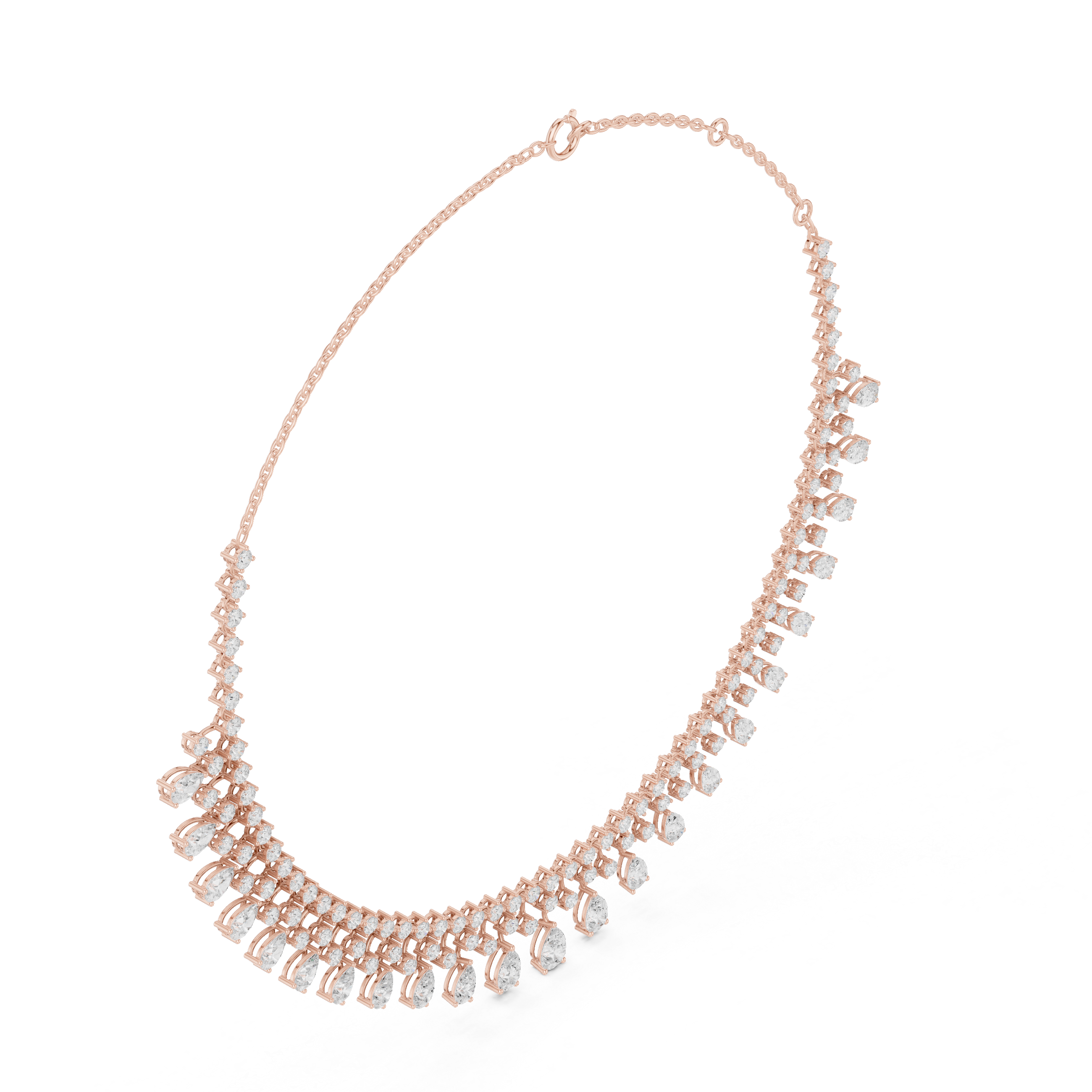 13.535 CT Round and Pear Moissanite Necklace in 9K Gold/925 Silver |WOKE