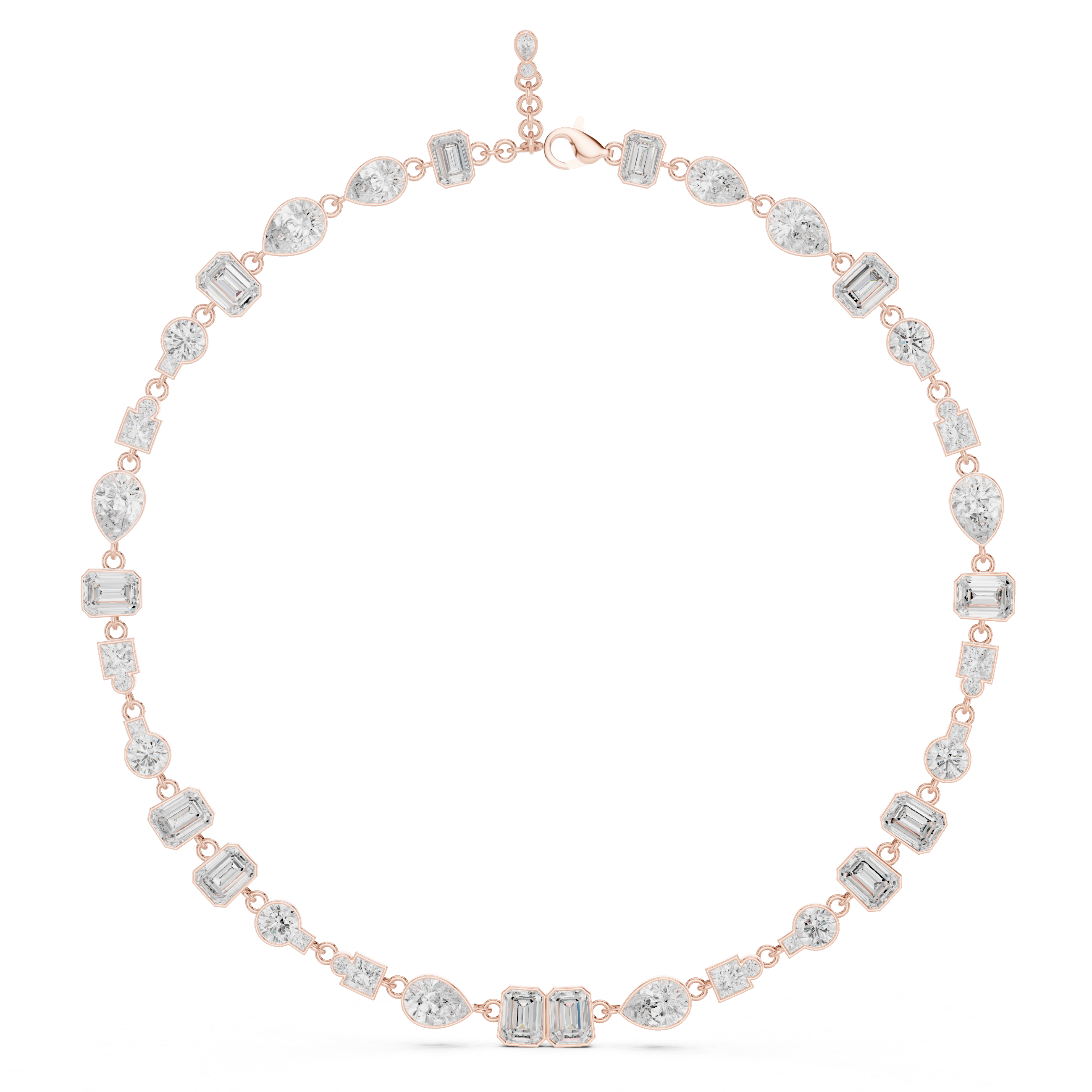 5.49 CT Emerald Pear Princess Round Moissanite Necklace in 9K Gold/925 Silver |WOKE