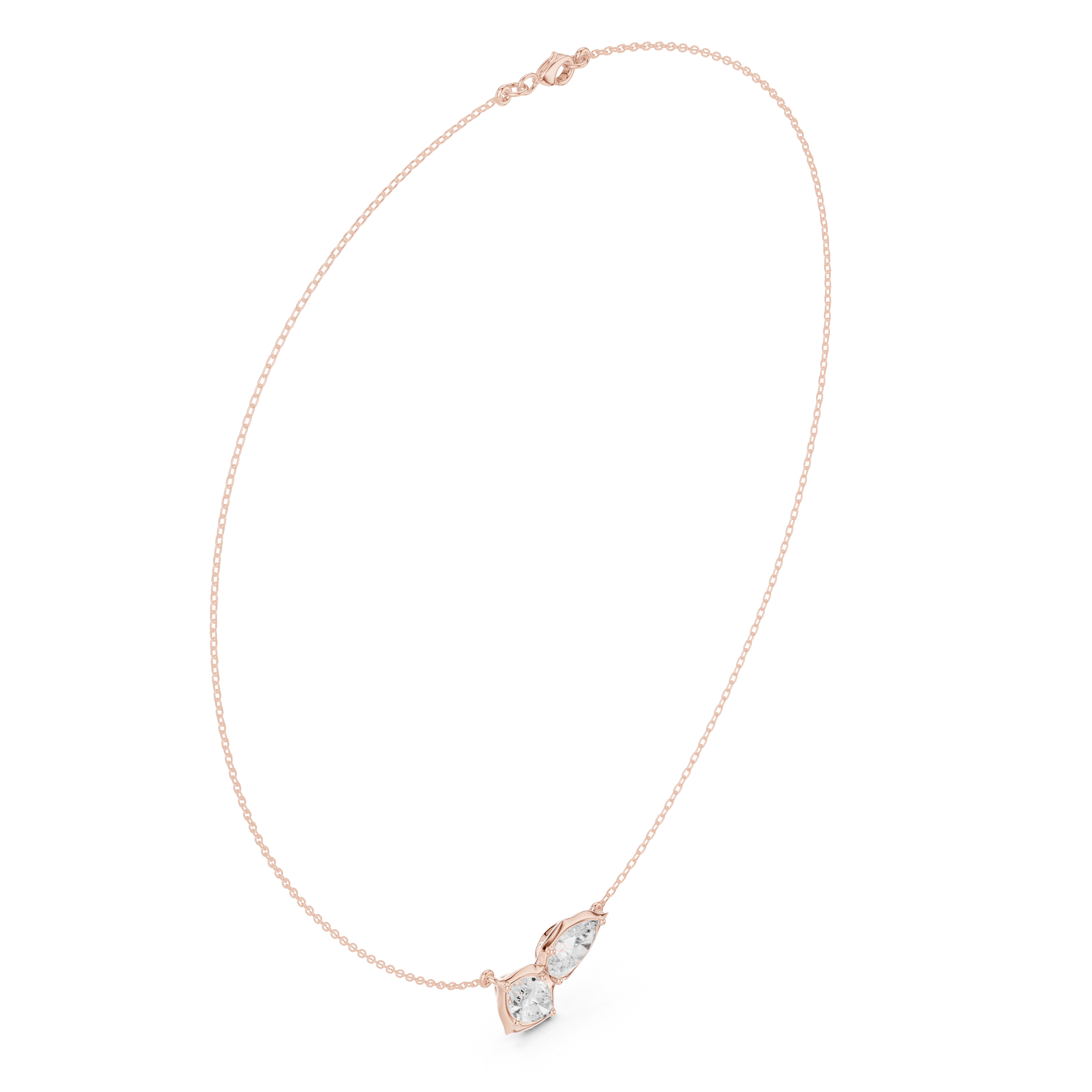 2 CT Pear and Marquise Moissanite Necklace in 9K Gold/925 Silver |WOKE