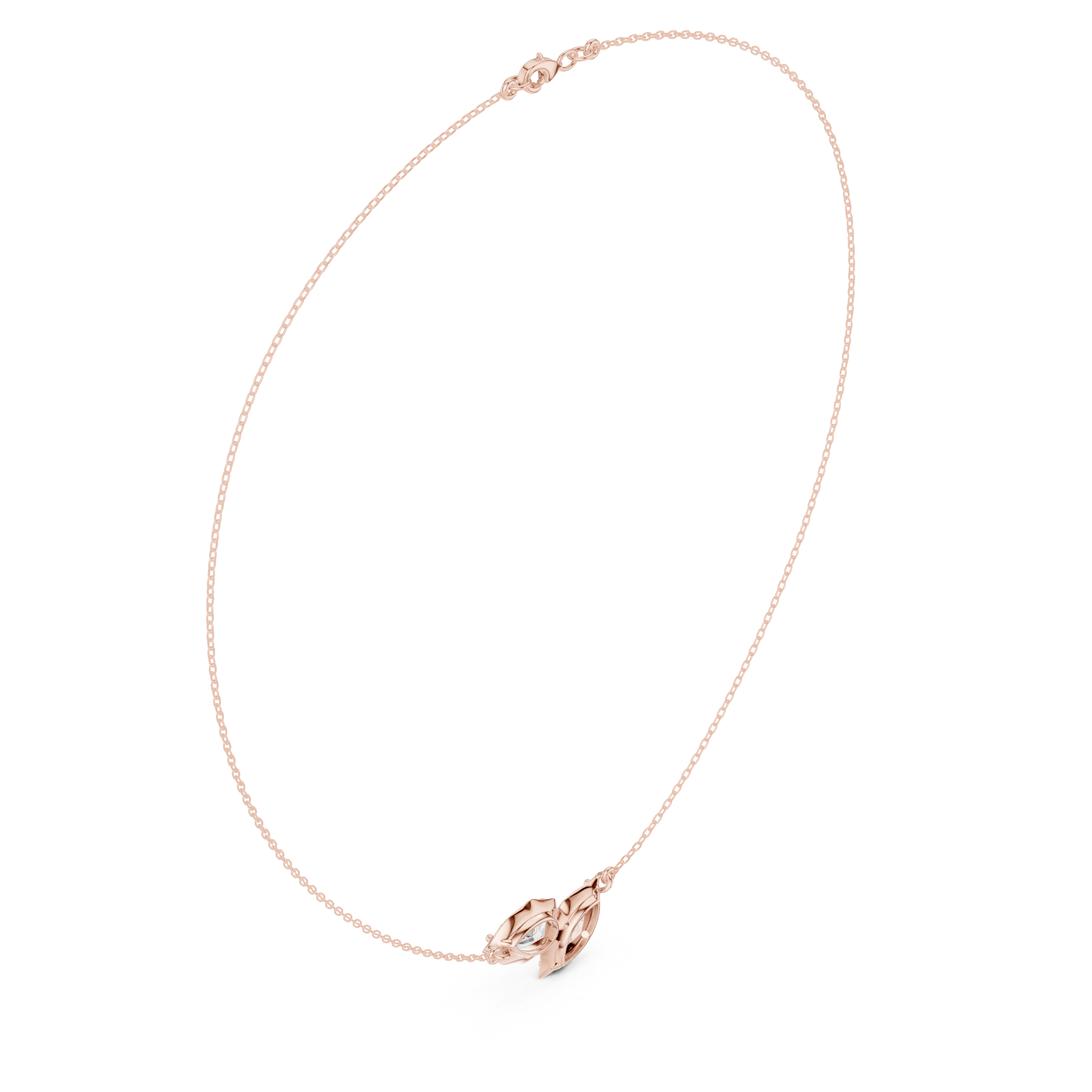2 CT Pear and Marquise Moissanite Necklace in 9K Gold/925 Silver |WOKE