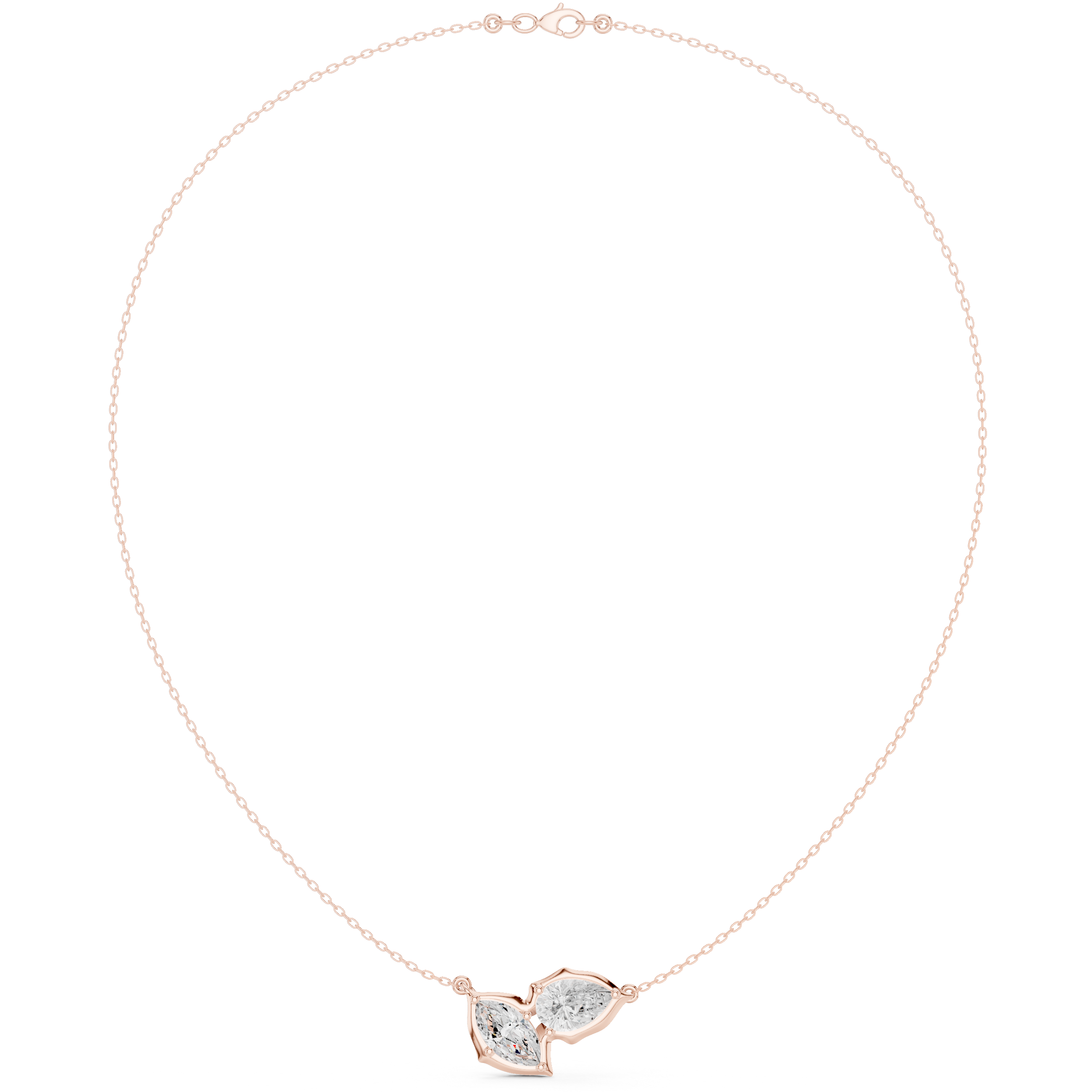 2 CT Pear and Marquise Moissanite Necklace in 9K Gold/925 Silver |WOKE