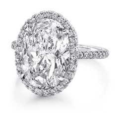 6 Ct. Oval Cut Halo queen ring | In 925 sterling silver and 14k Gold| GRA certified moissanites
