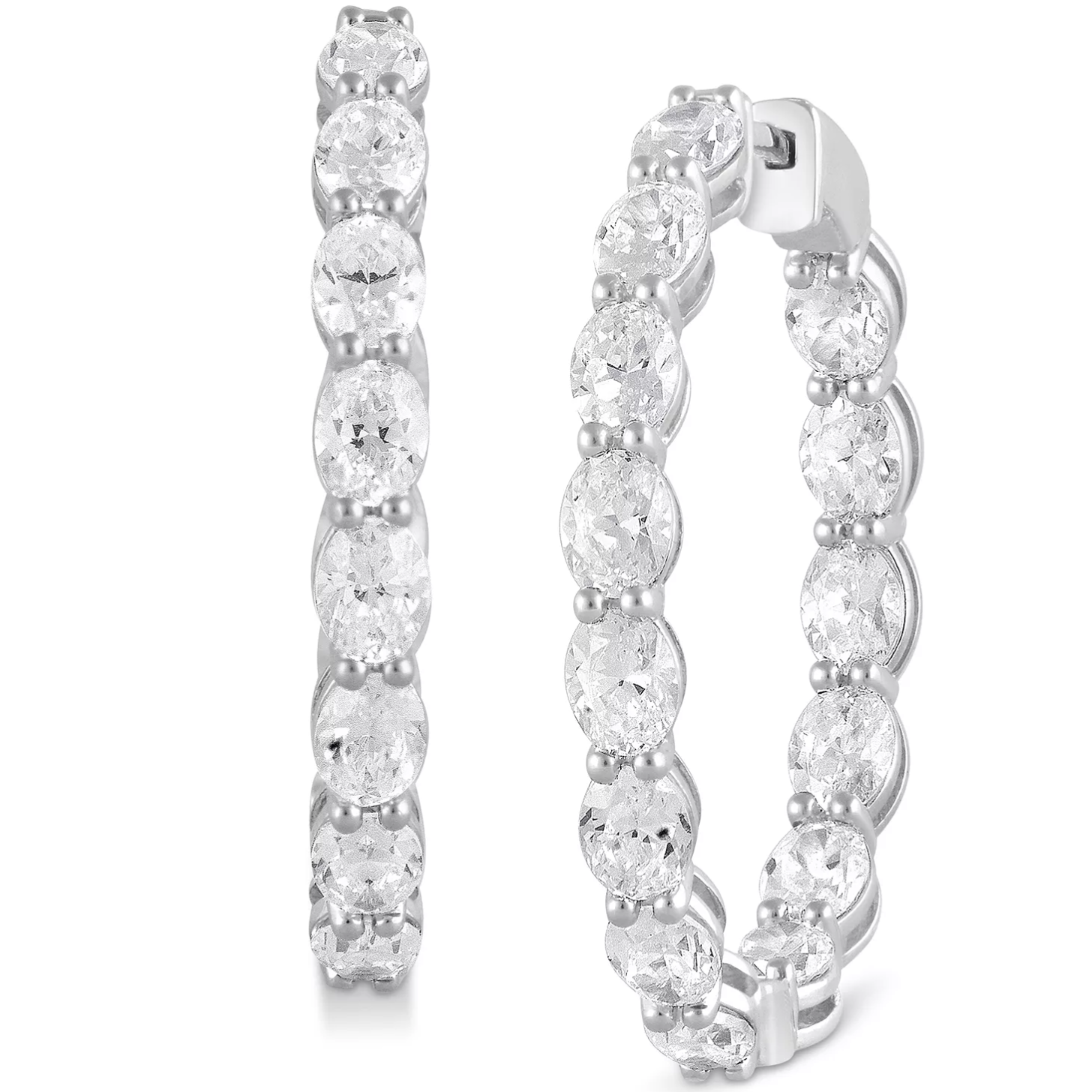 Oval Infinity diamond hoop earrings