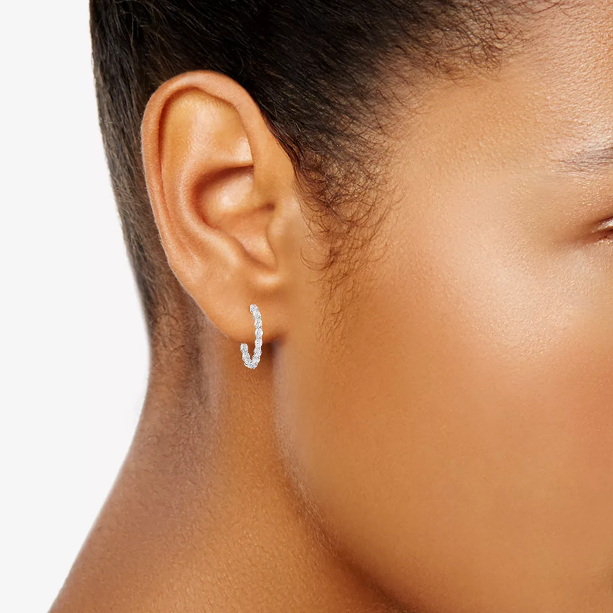 Oval Infinity moissanite diamond hoop earrings